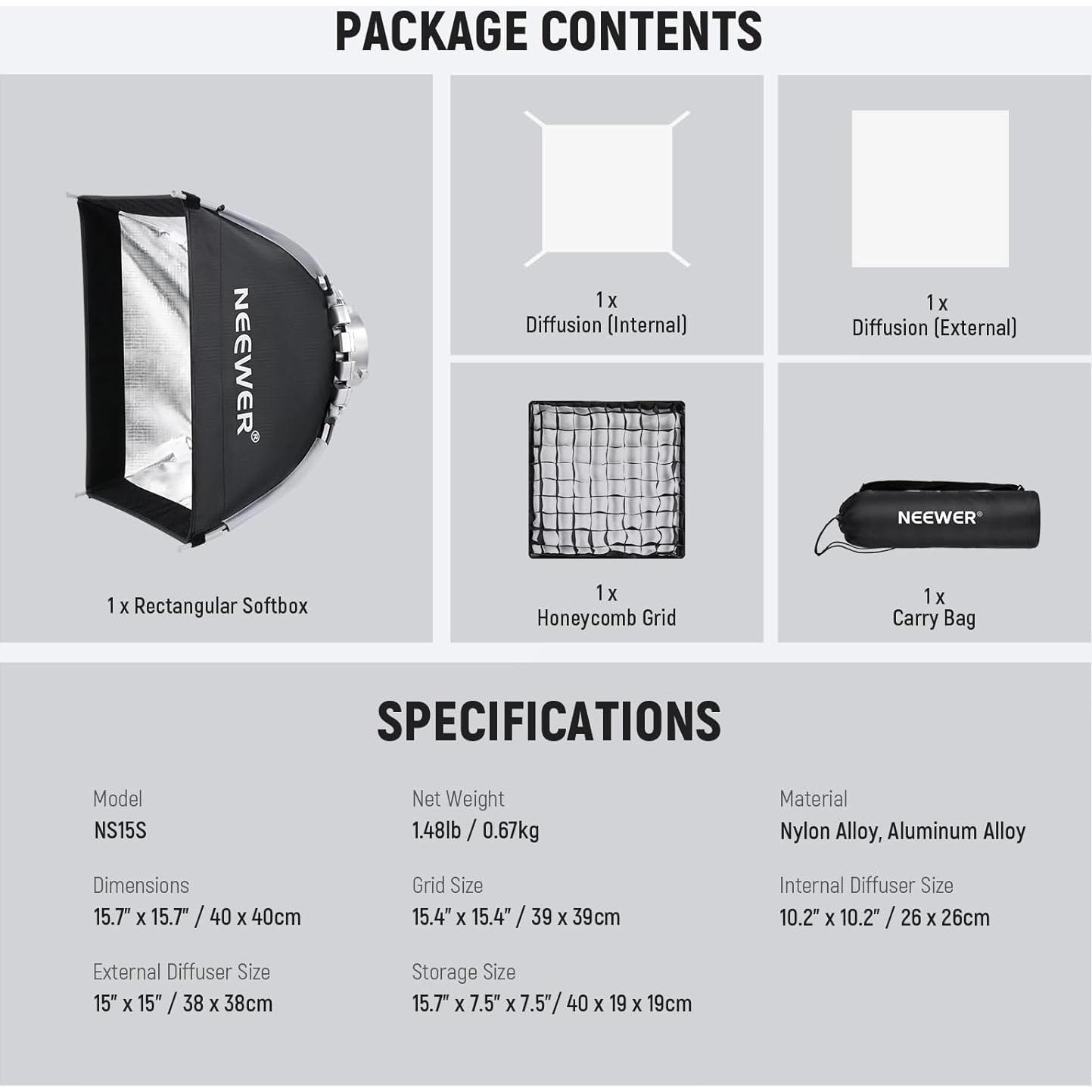 Caja Suave Plegable NEEWER 40x40cm con Difusores y Bolsa