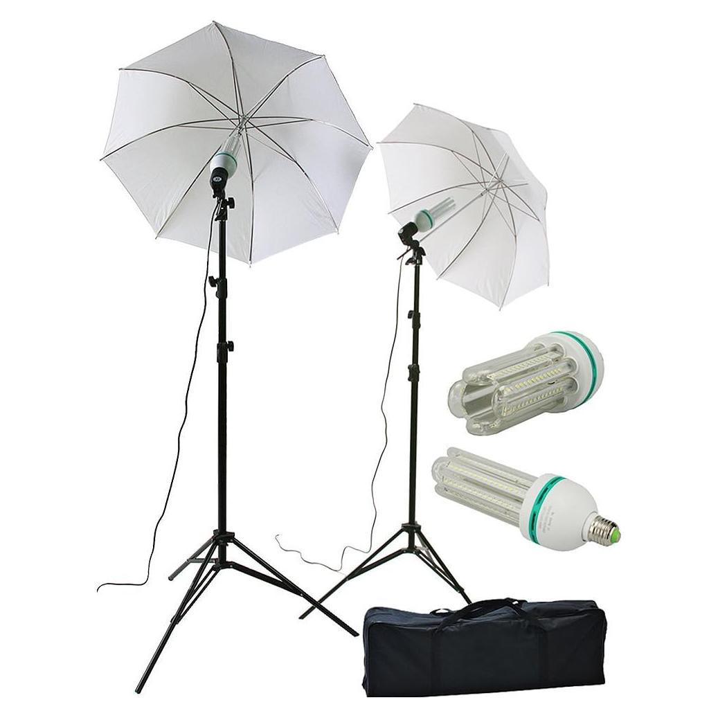 Kit de Iluminación LED ePhoto 2x120 con Paraguas 5500K