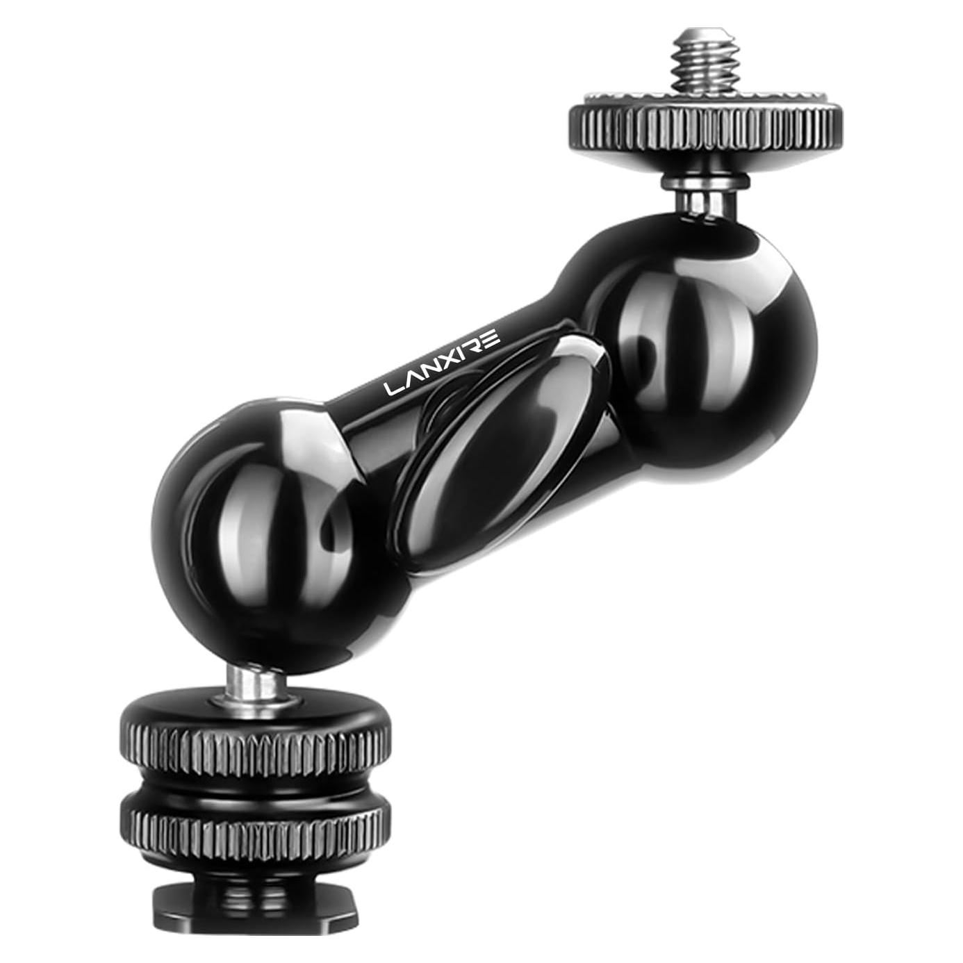 Mini Brazo Mágico Lanxire Doble Cabeza 1/4" para Cámaras