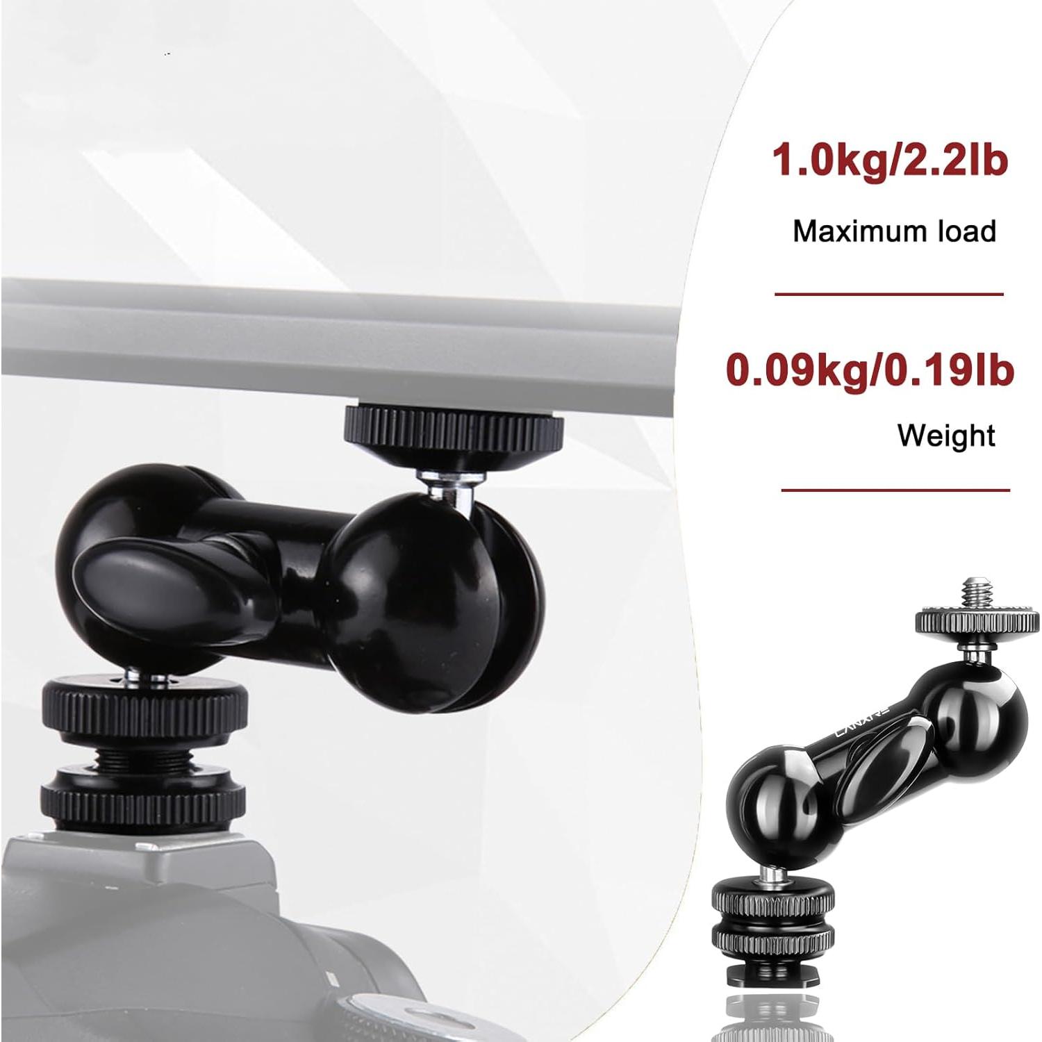 Mini Brazo Mágico Lanxire Doble Cabeza 1/4" para Cámaras