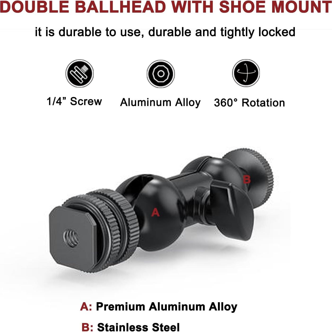 Mini Brazo Mágico Lanxire Doble Cabeza 1/4" para Cámaras