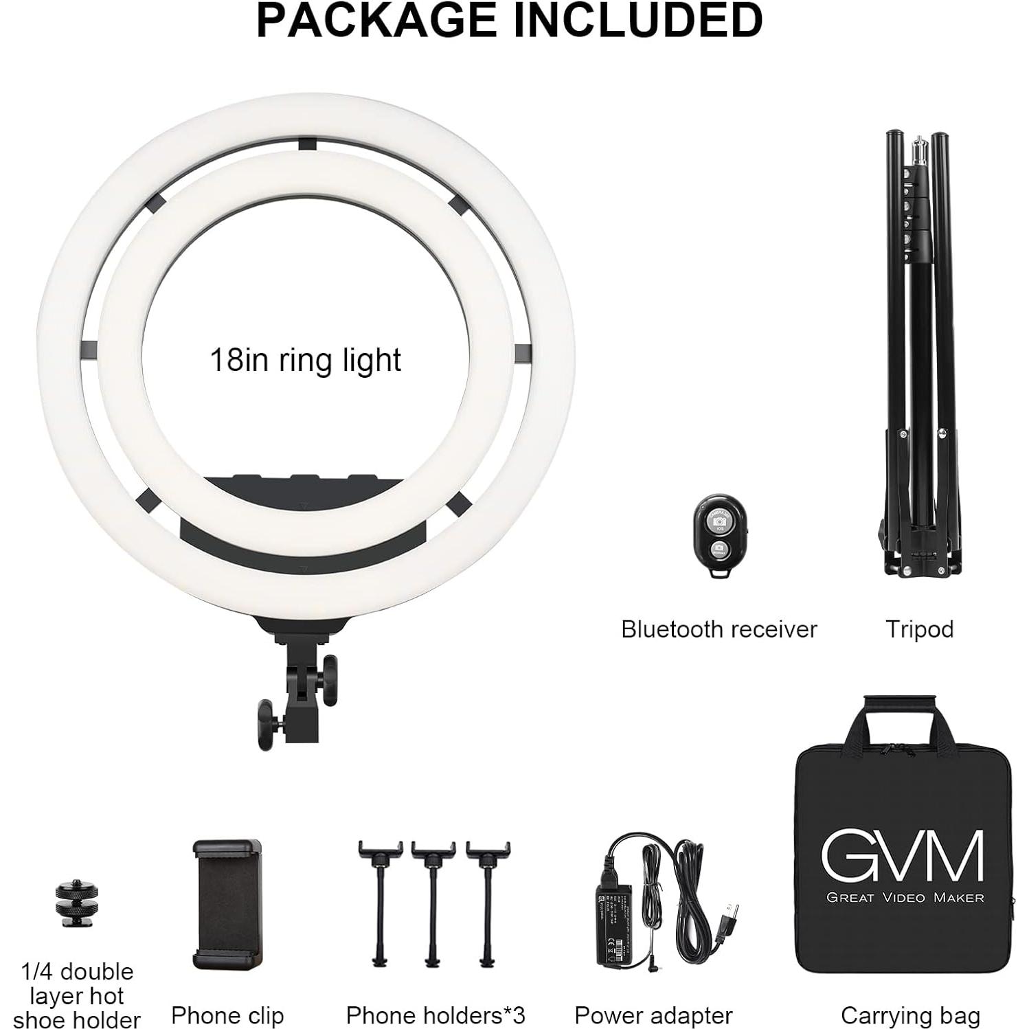 Luz de Anillo GVM 45cm LED RGB con Trípode Ajustable 175cm