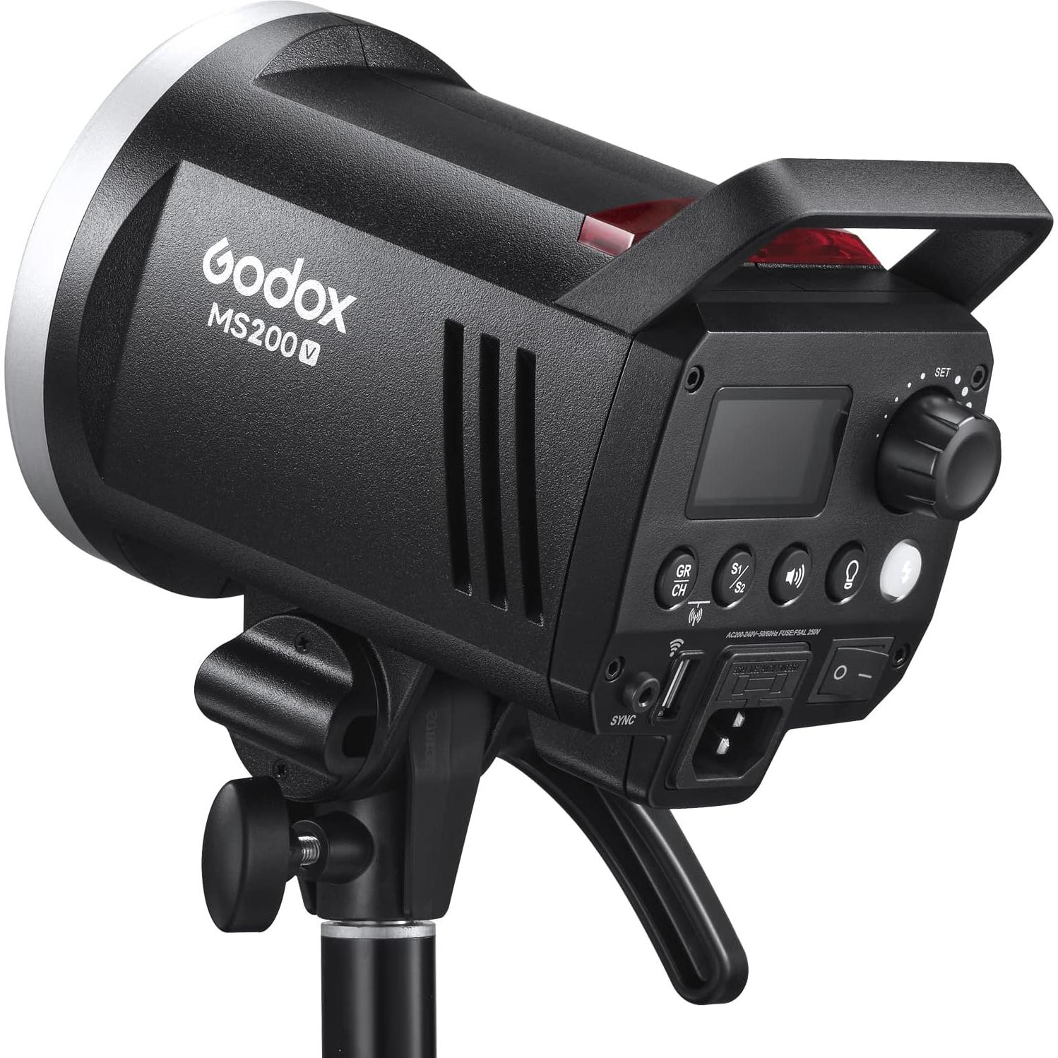 Godox MS200V 200WS 2.4G Wireless X System Studio Flash,5600±200k Color Temperature,0.1-1.8S Recycle Time,Using Godox X1 Trigger & XT16 Transmitter or xpro and x2 Trigger to remotely Control