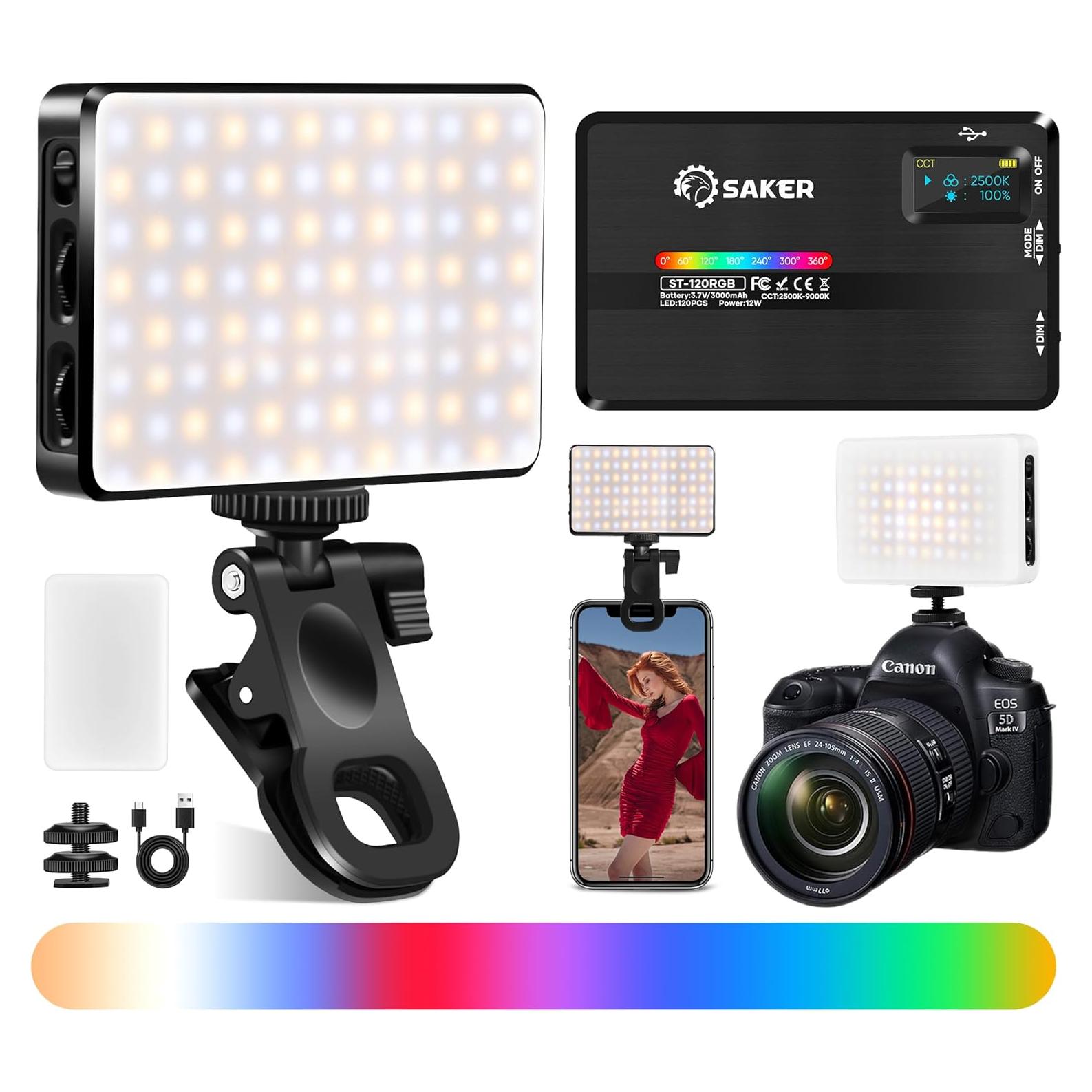 Luz de Selfie SAKER RGB 120 LED 2500K-9000K para Fotografía