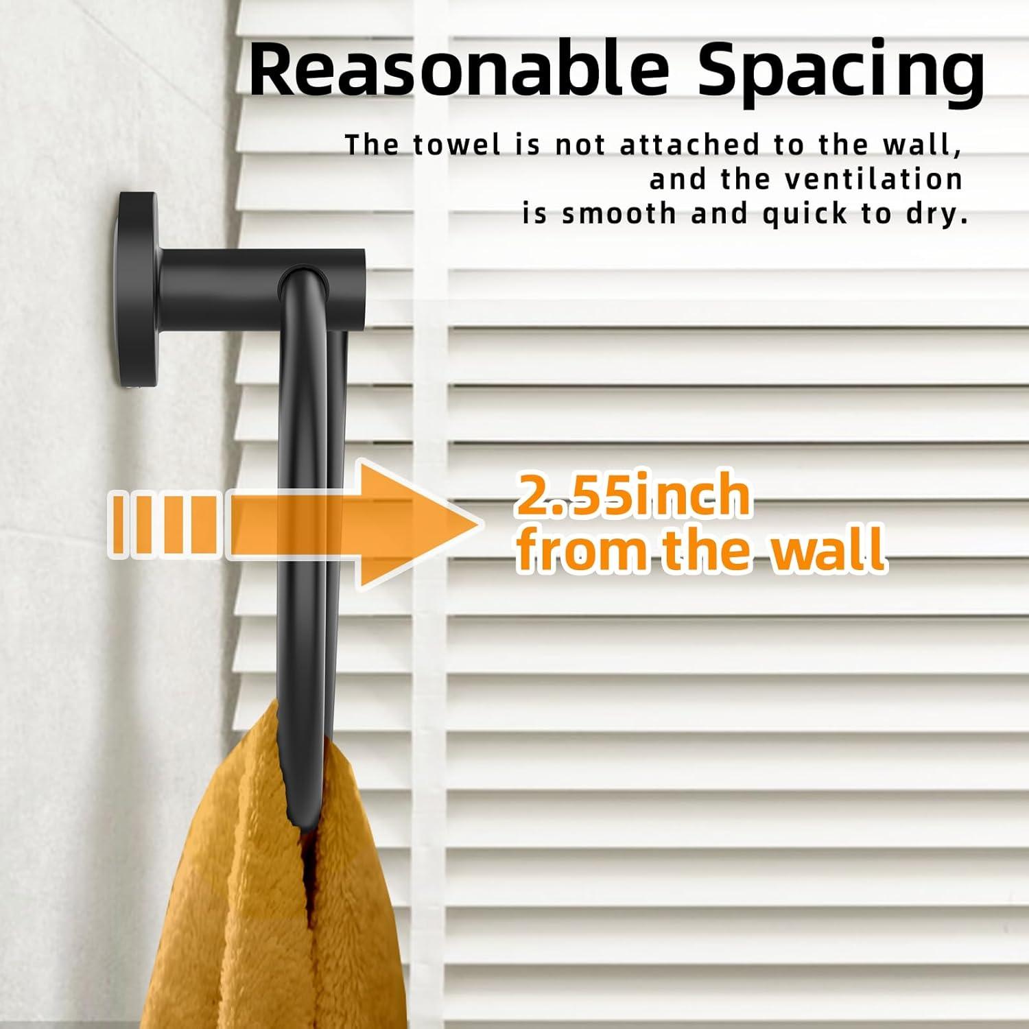 Anillo de Toalla Negro Mate 2Pack Z-TIISON Acero Inoxidable