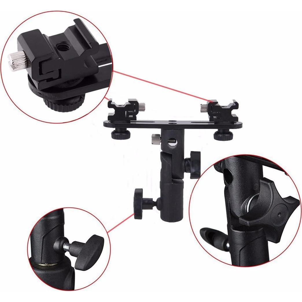 Soporte Doble Ajustable EXMAX E2 para Flash y Paraguas