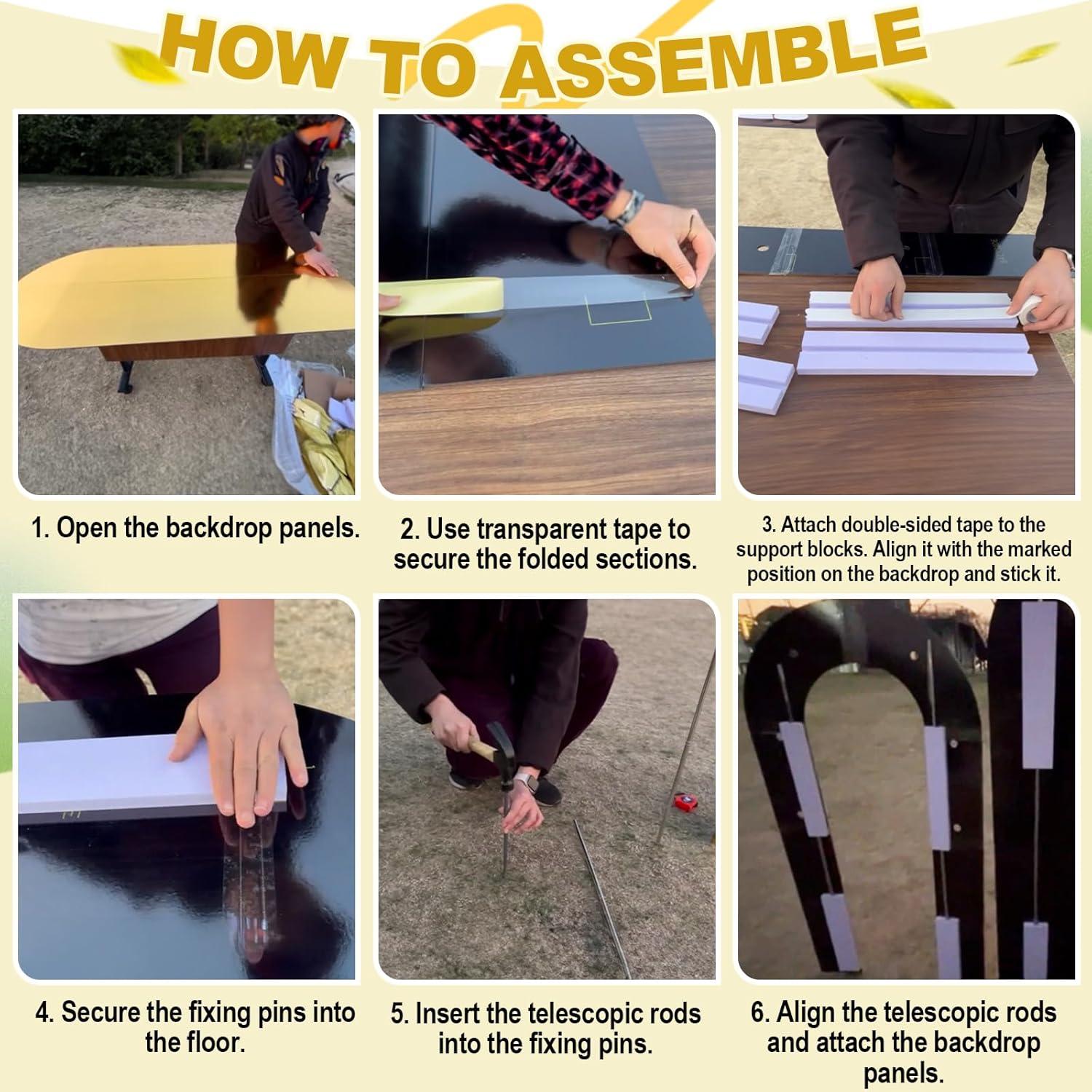 Soporte de Arco de Fondo Dorado Jobkoo 2.03m y 1.68m con Luces