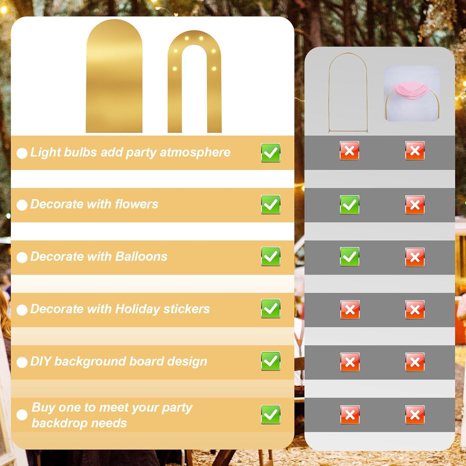 Soporte de Arco de Fondo Dorado Jobkoo 2.03m y 1.68m con Luces