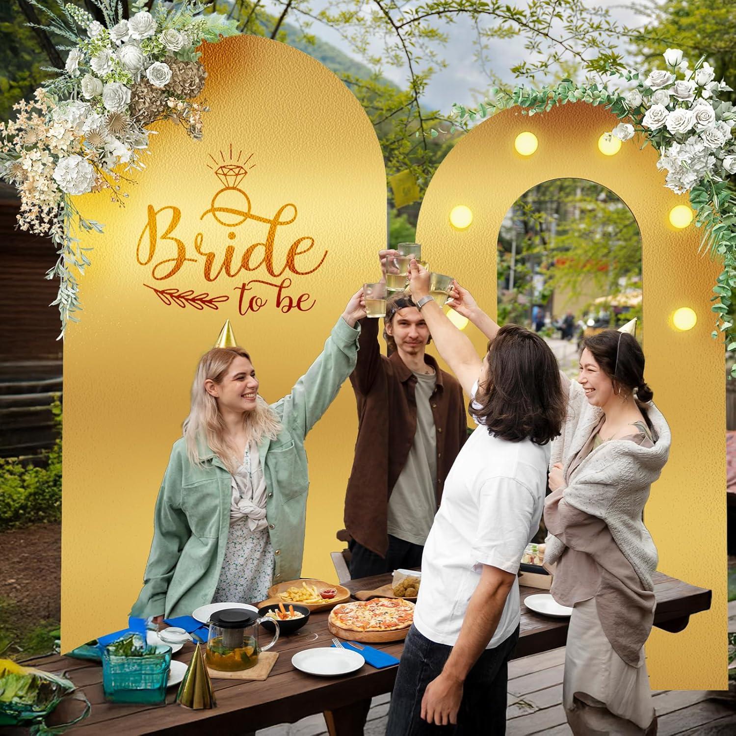 Soporte de Arco de Fondo Dorado Jobkoo 2.03m y 1.68m con Luces