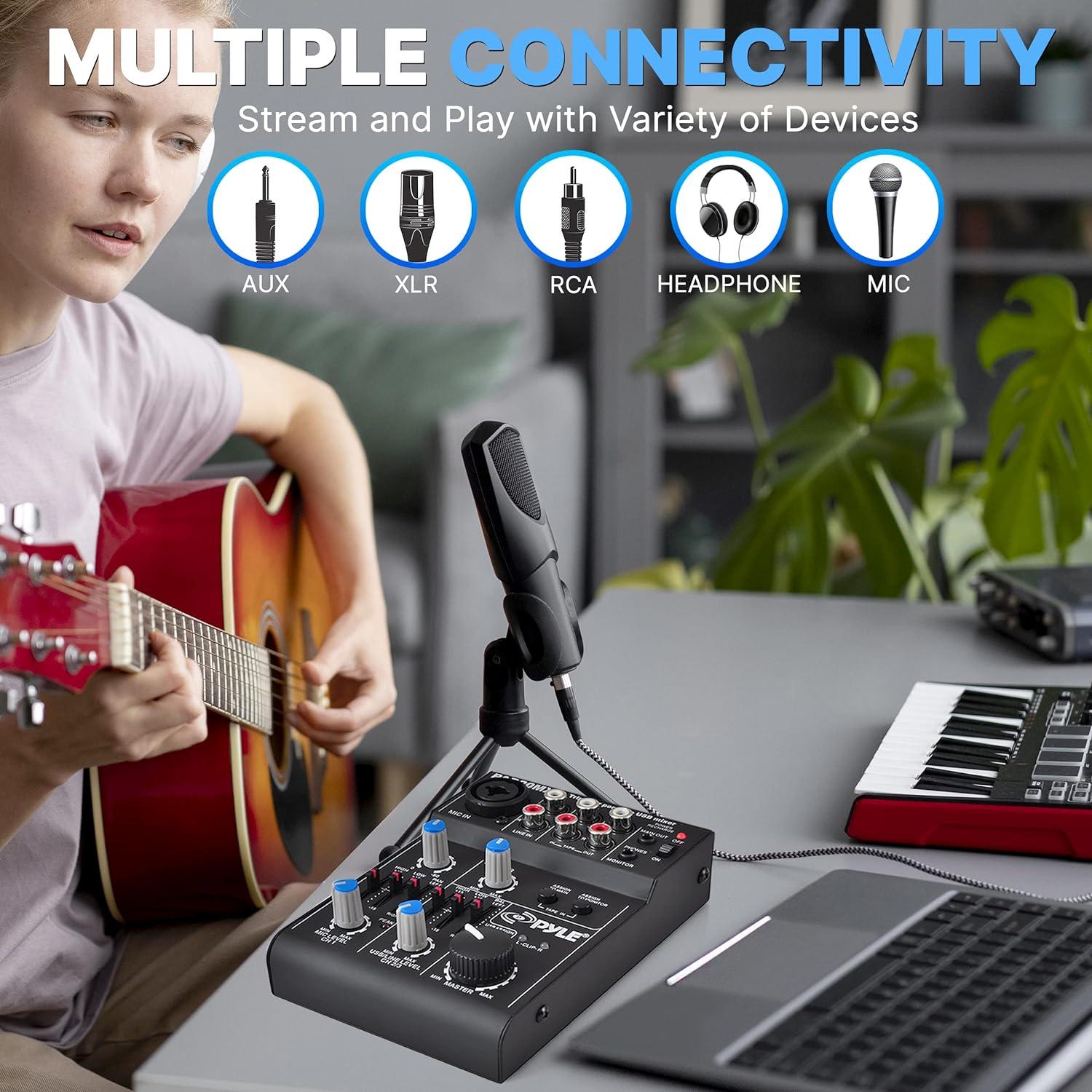 Mezclador de Audio Pyle PAD20MXU 5 Canales USB Bajo Ruido