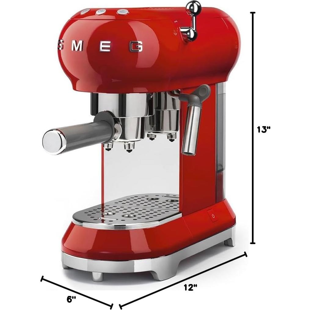 Máquina de Espresso Smeg ECF01RDUS Roja 230V 4.99kg