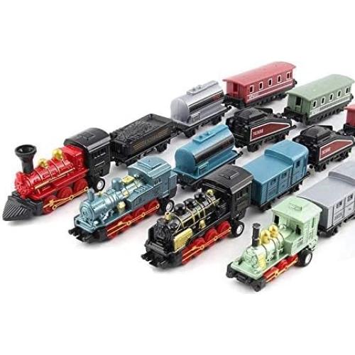 Juego de Tren de Vapor Exasinine - 4 Piezas con Locomotora y Vagones