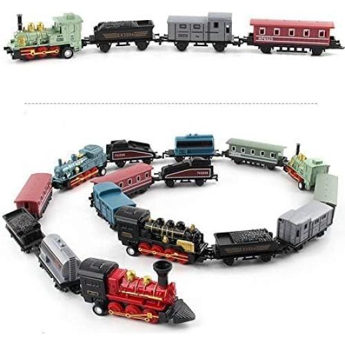 Juego de Tren de Vapor Exasinine - 4 Piezas con Locomotora y Vagones