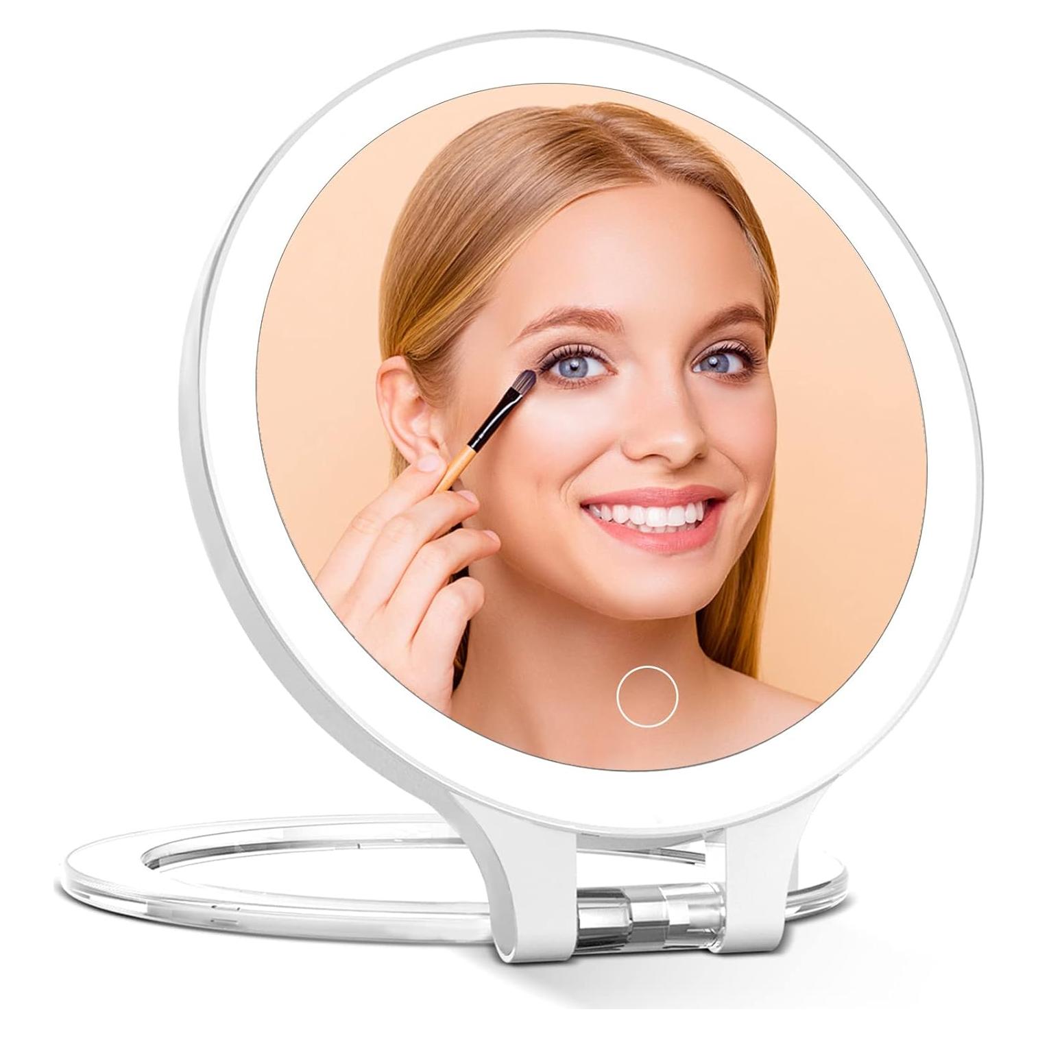 Espejo de Maquillaje Iluminado Famihomii 10X/1X Plegable