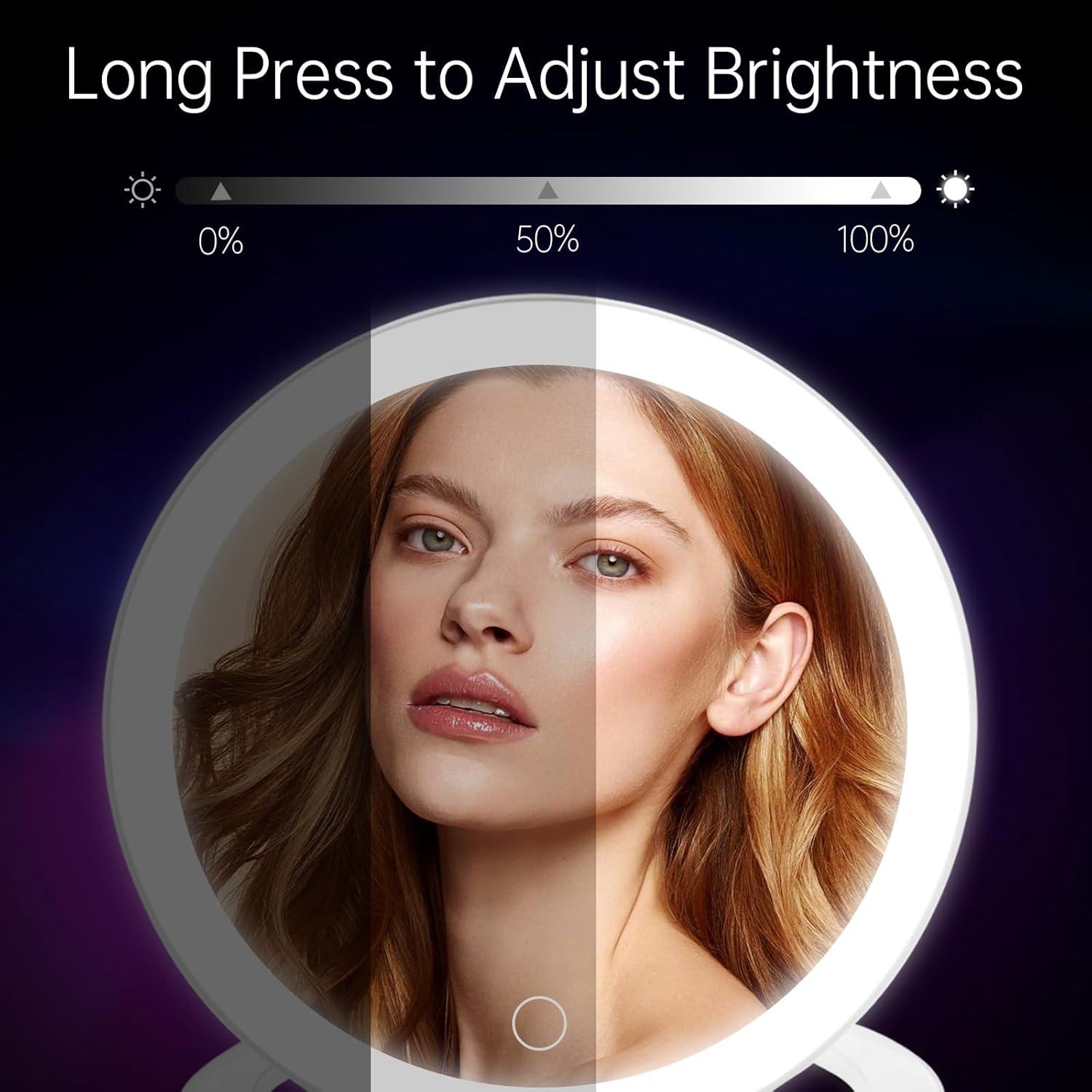 Espejo de Maquillaje Iluminado Famihomii 10X/1X Plegable