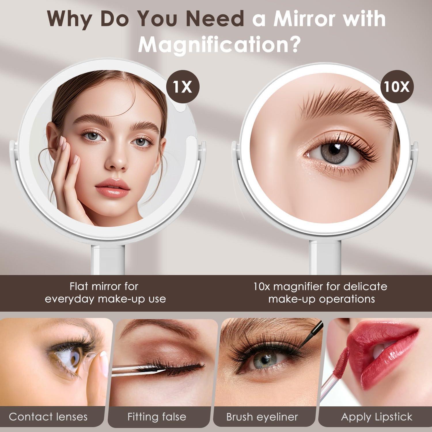 Espejo de Maquillaje Iluminado Genérico 1x/10X Blanco