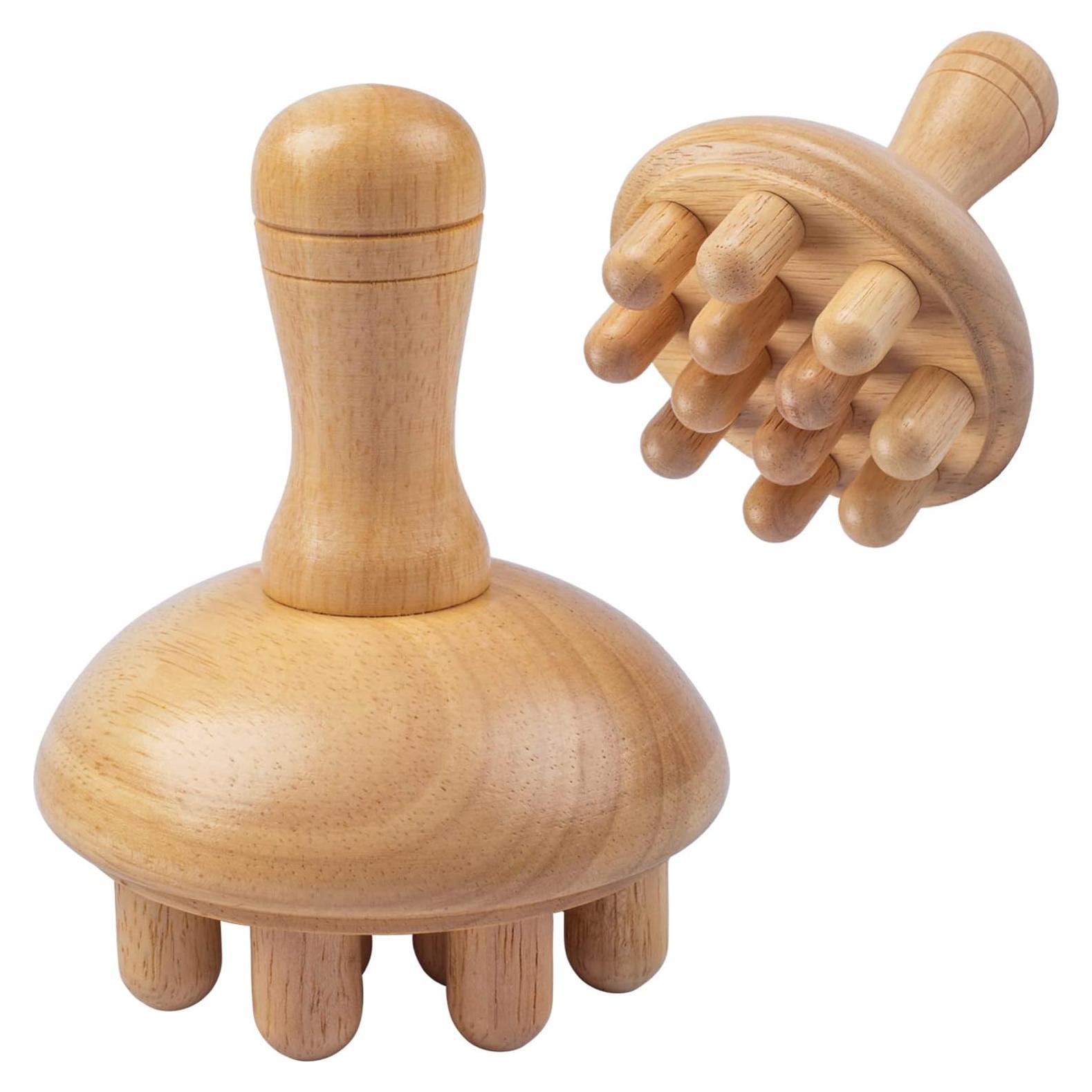 Masajeador de Madera Hongo | Anticelulitis y Drenaje Linfático