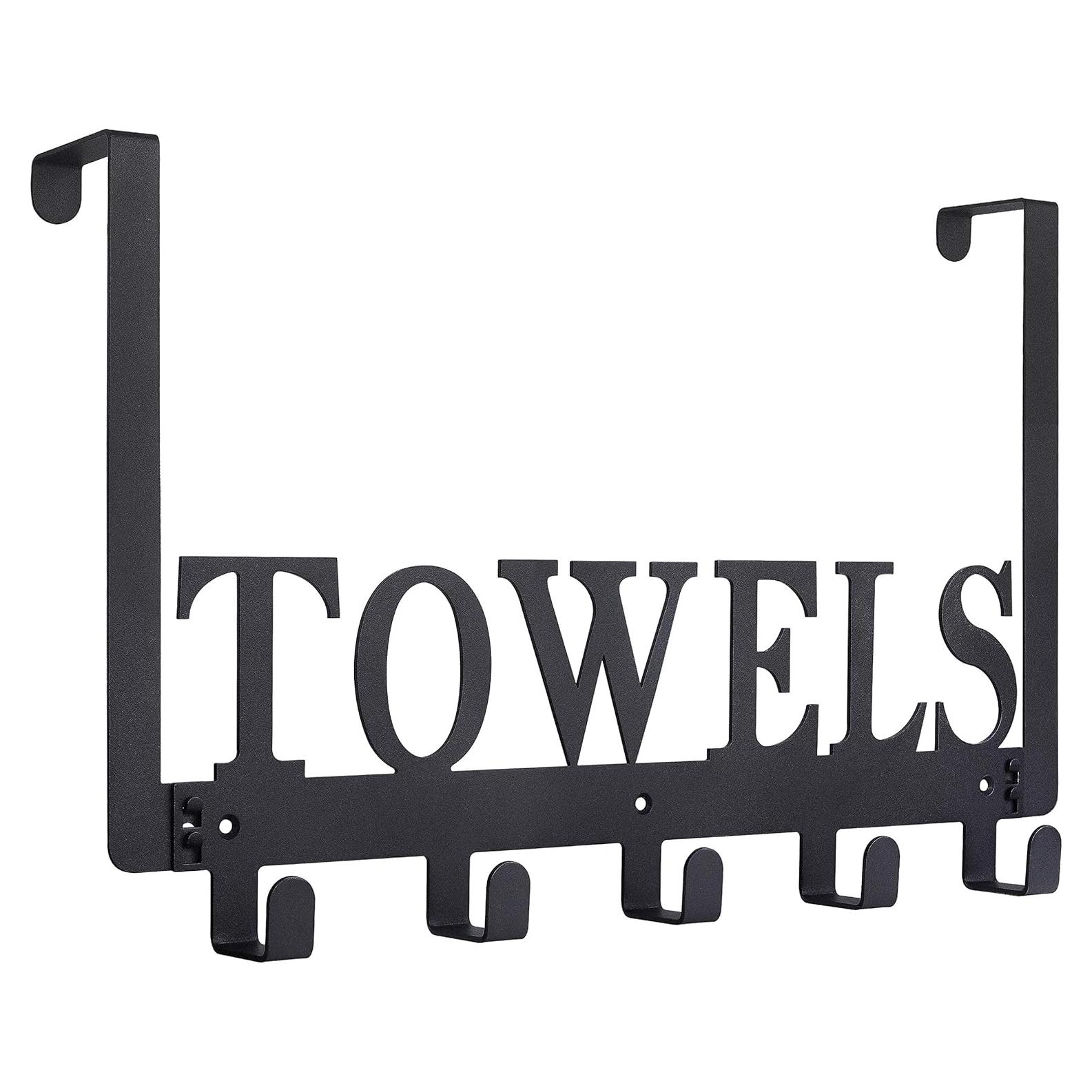 Soporte para Toallas Kuhome 5 Ganchos Acero Negro Arenado