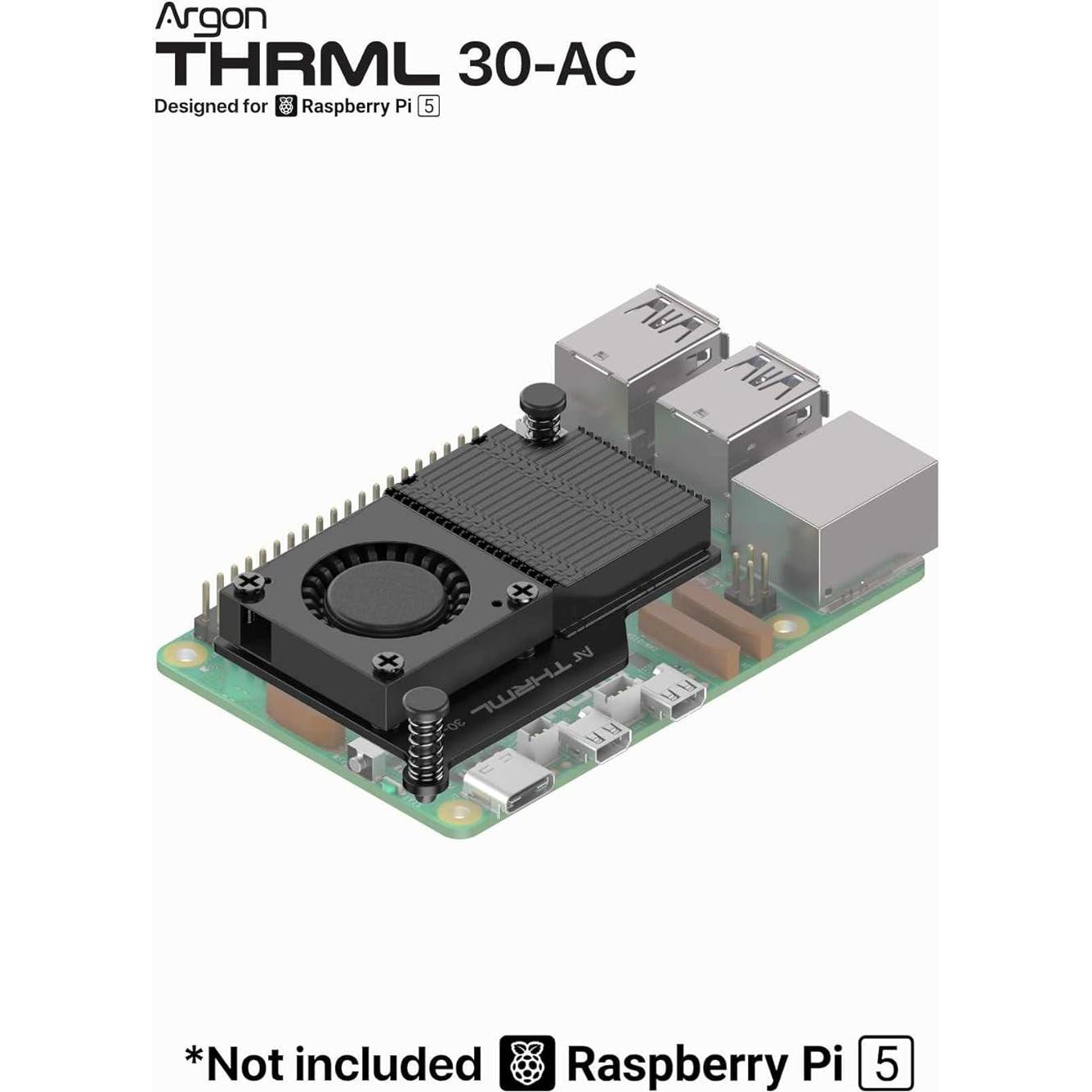 Enfriador Activo Argon para Raspberry Pi 5 - Disipador y Ventilador PWM 30mm