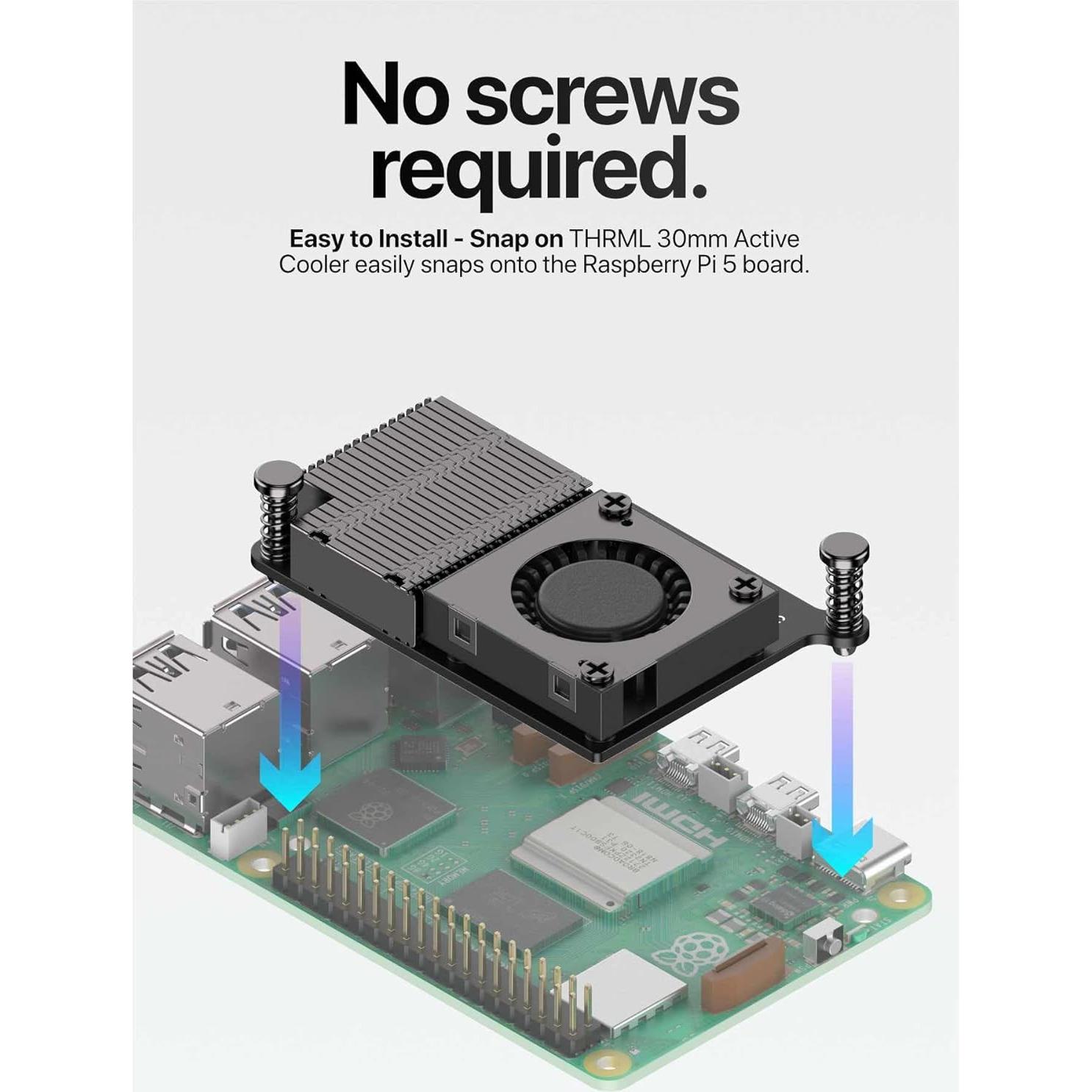 Enfriador Activo Argon para Raspberry Pi 5 - Disipador y Ventilador PWM 30mm