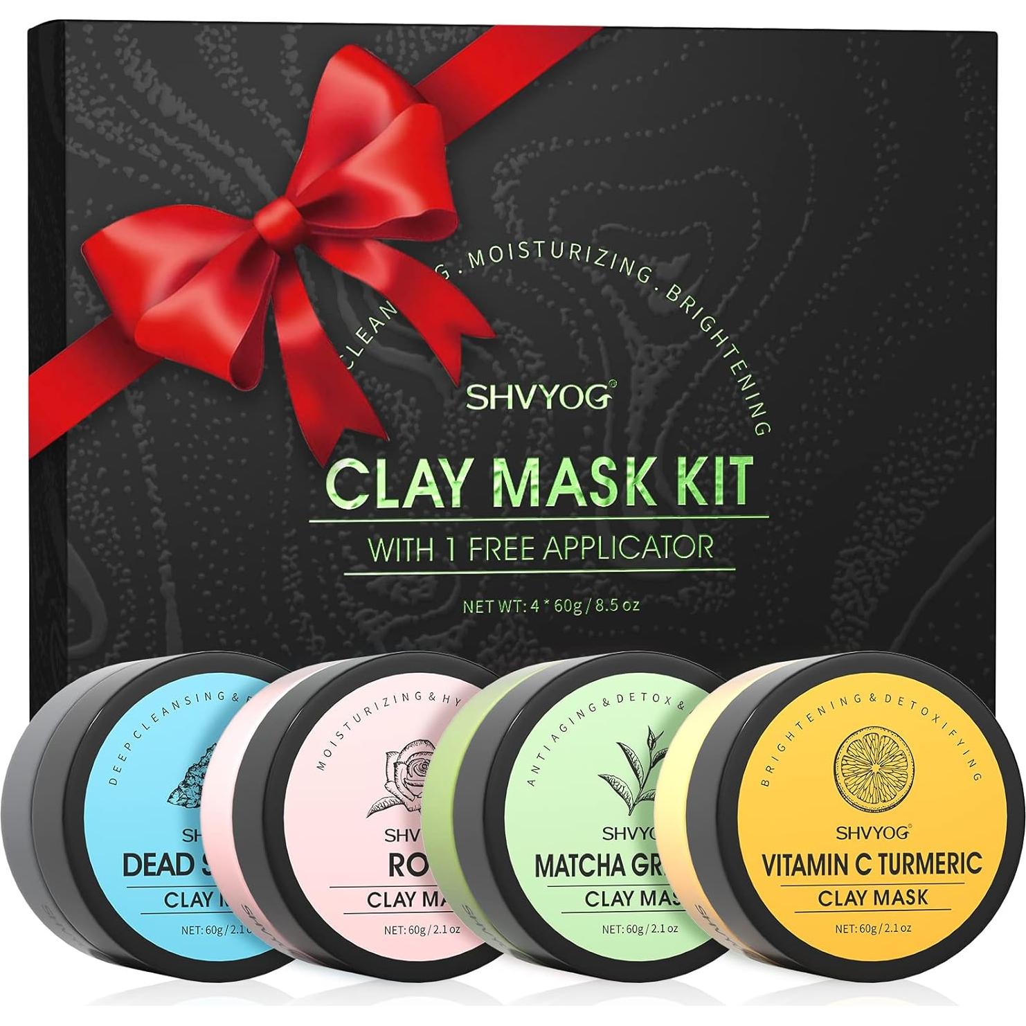Juego de 4 Mascarillas Faciales SHVYOG - Cúrcuma, Té Verde y Más