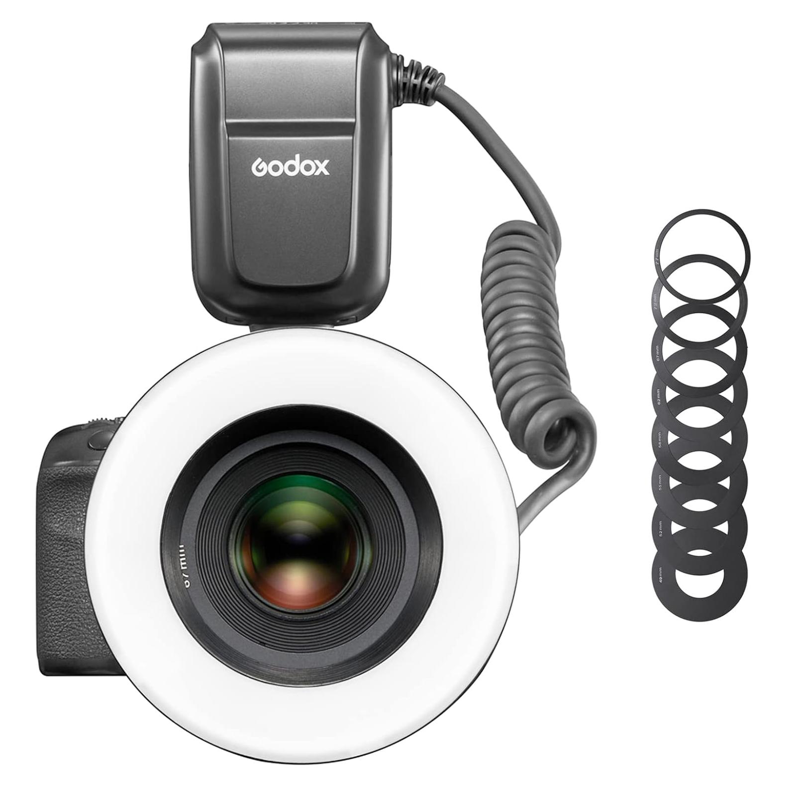 Flash Anular Macro Godox MF-R76 para Cámaras Sony, Canon, Nikon