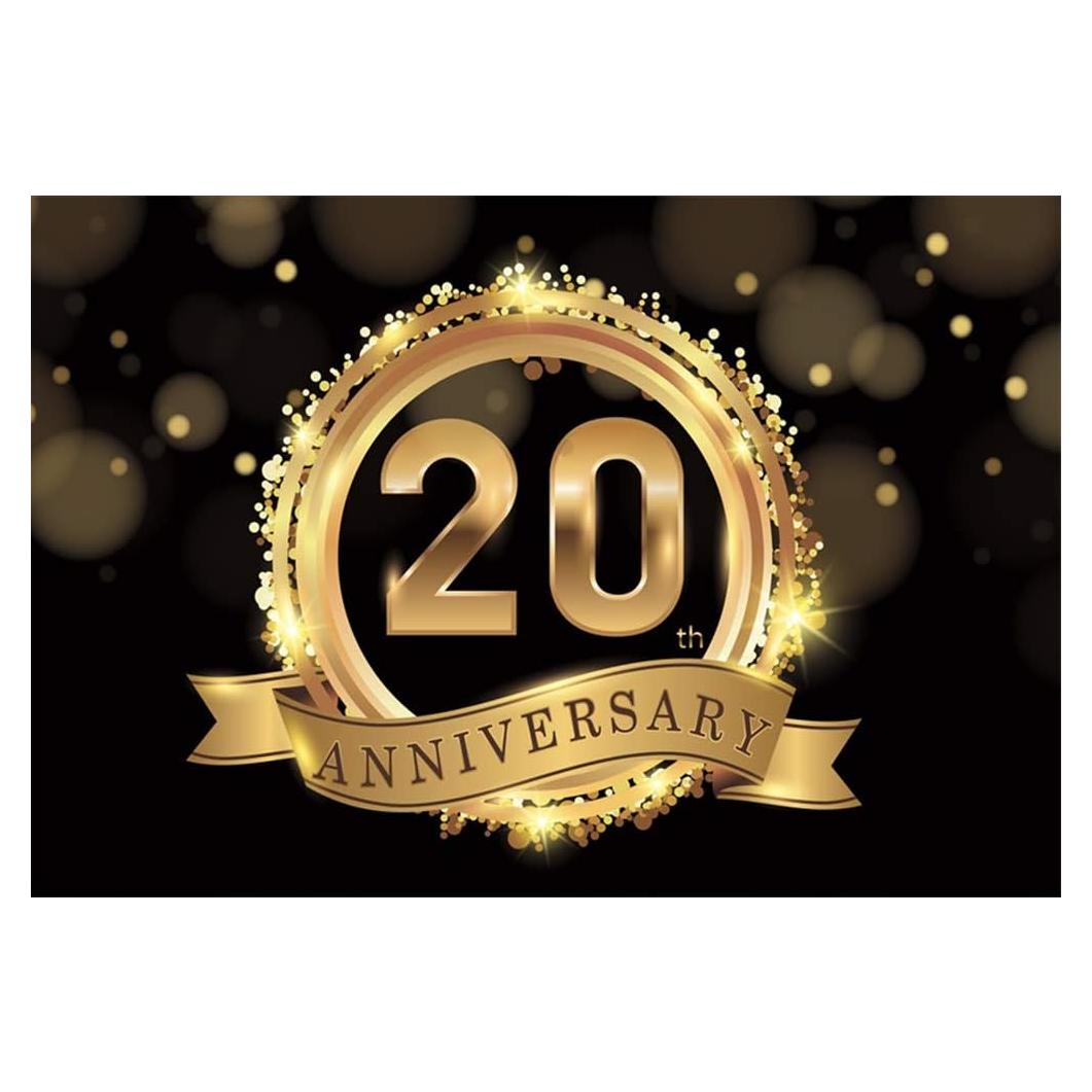 Fondo de Fotografía Vinilo Yeele 2.2x1.5m 20 Aniversario Dorado