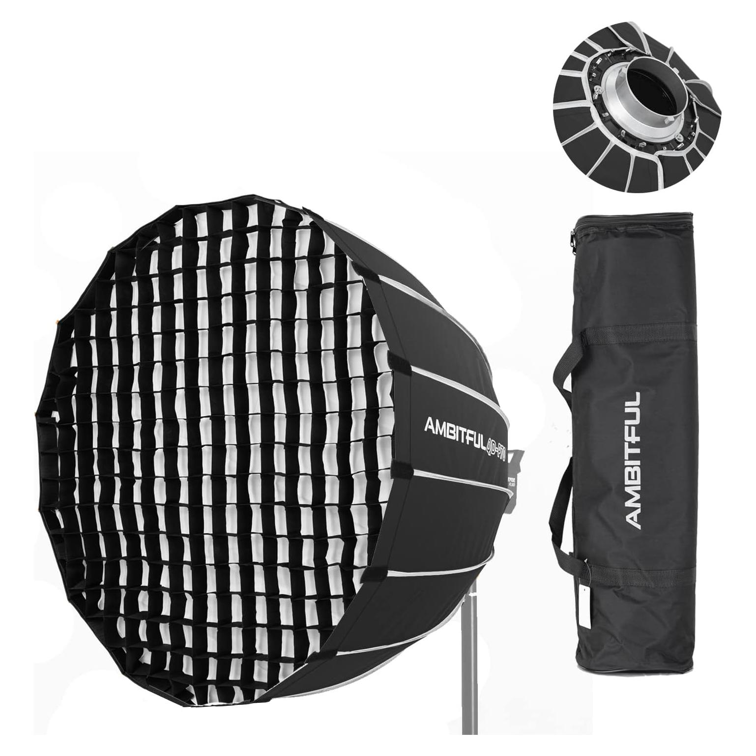 Softbox Parabólico AMBITFUL QD-P70 70cm con Rejilla de Panal