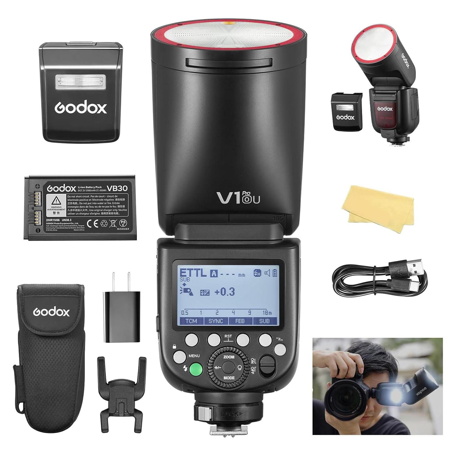 Flash Godox V1 Pro O para Cámara Olympus Panasonic TTL 76Ws