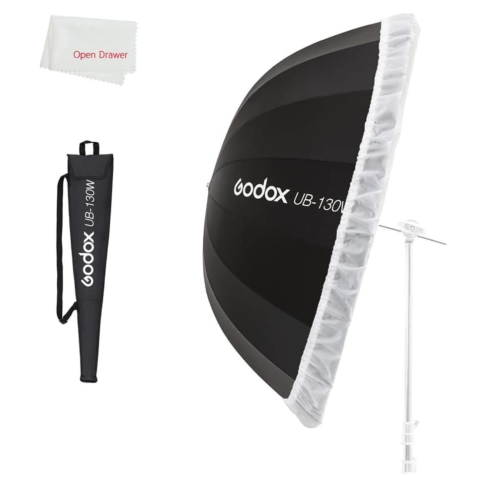 Paraguas Reflectante Parabólico Godox UB-130W 130cm con Difusor