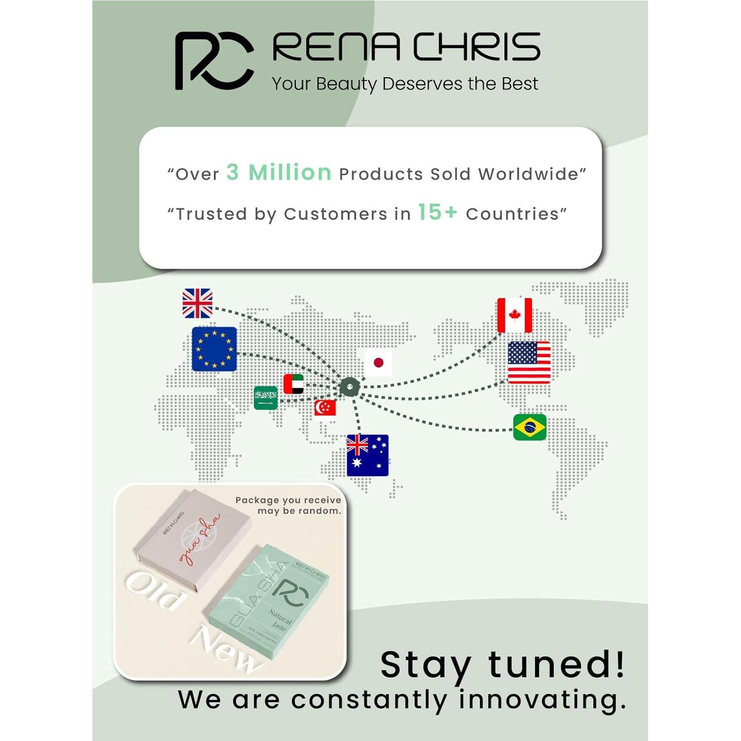 Gua Sha Facial Rena Chris Jade Natural 9.1x6.1cm Verde