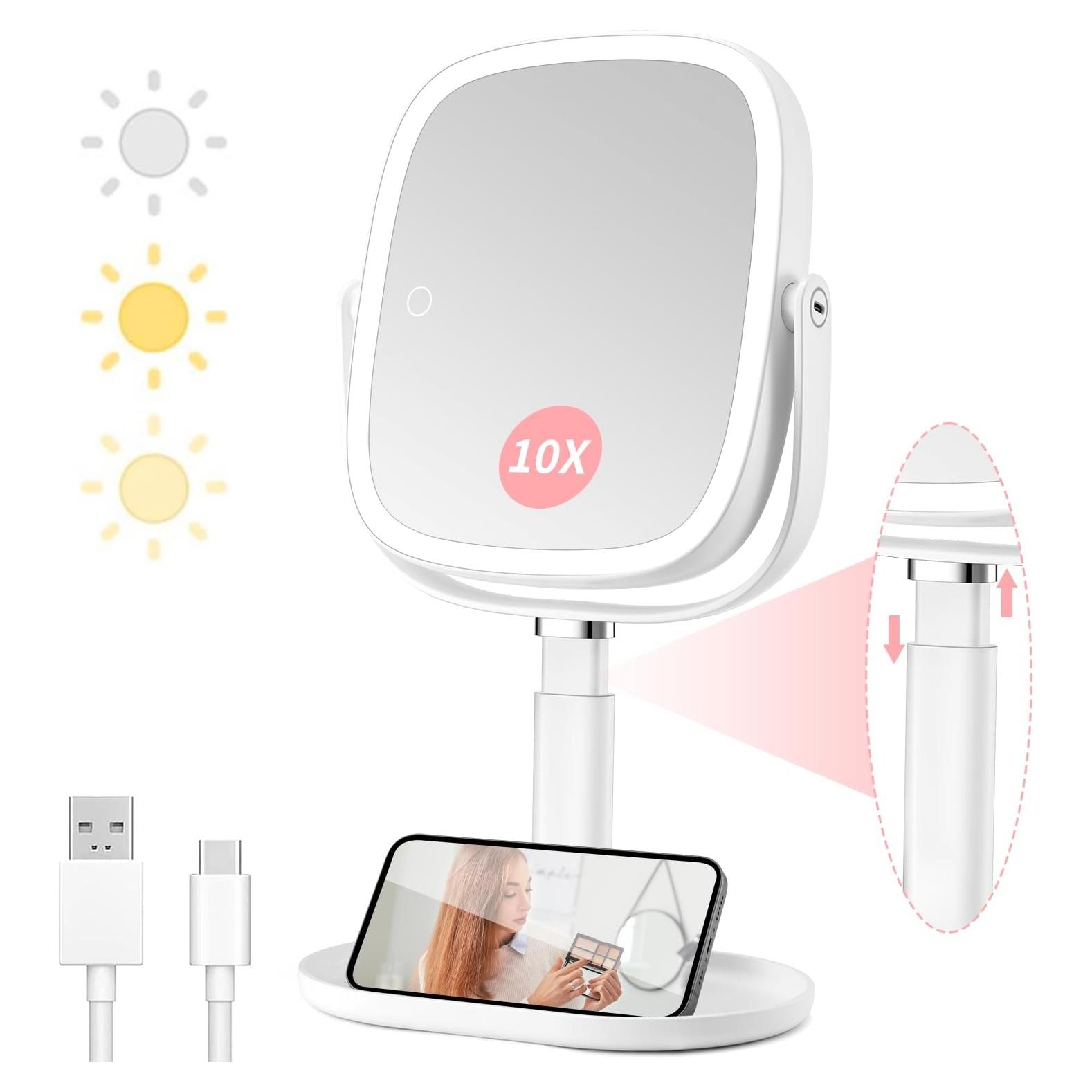 Espejo de Maquillaje Iluminado Vanmirr 21.6 cm 1x/10x Ajustable