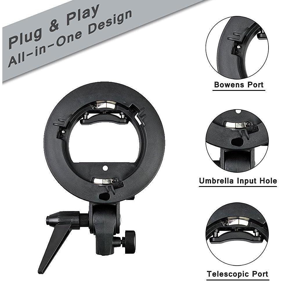 S Type Bracket Stable Bowens S Mount Holder for Speedlite Flash Snoot Softbox Photo Studio Plastic Umbrella Mount Bracket