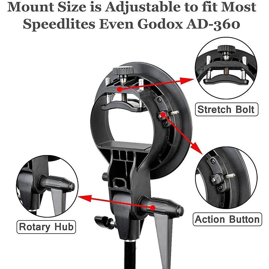 S Type Bracket Stable Bowens S Mount Holder for Speedlite Flash Snoot Softbox Photo Studio Plastic Umbrella Mount Bracket