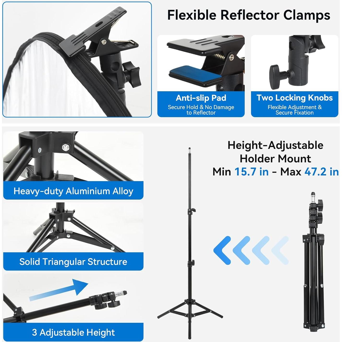 Kit Reflector de Luz 5 en 1 UTEBIT 110cm con Soporte y Bolsa