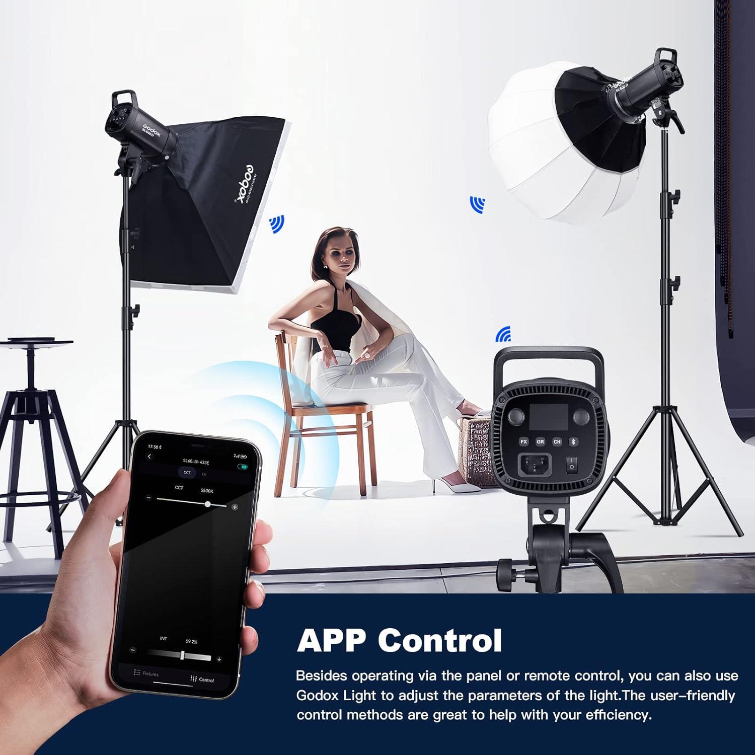 Godox SL60IID LED Video Light,60Ws White 5600K Version Countinuous Output Lighting with Bowens Mount,CRI 96+ TLCI97+,for Video Recording Wedding Product Photo... (3 Pack)