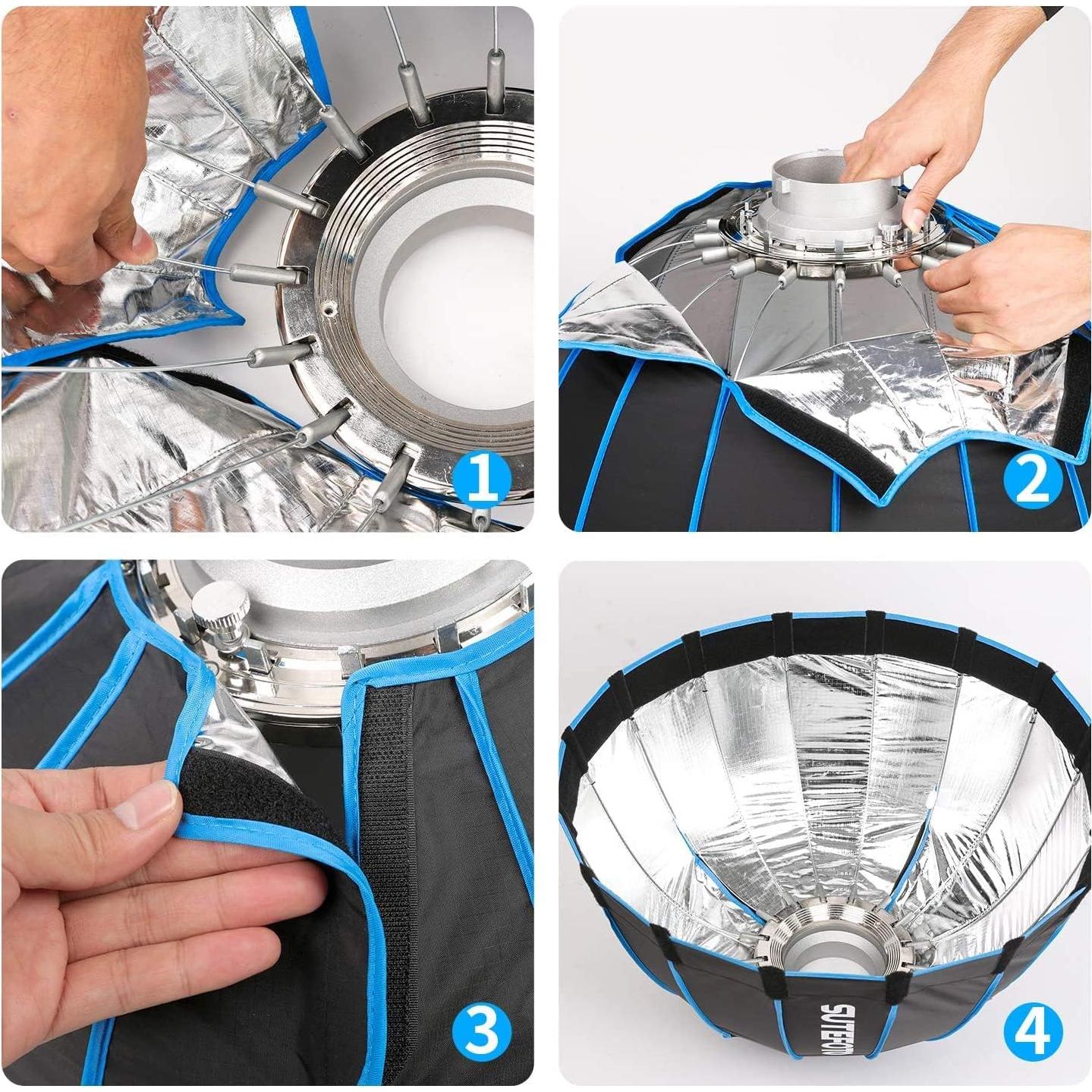 Softbox 60cm Sutefoto con Montura Bowens, Plegable y Ligero