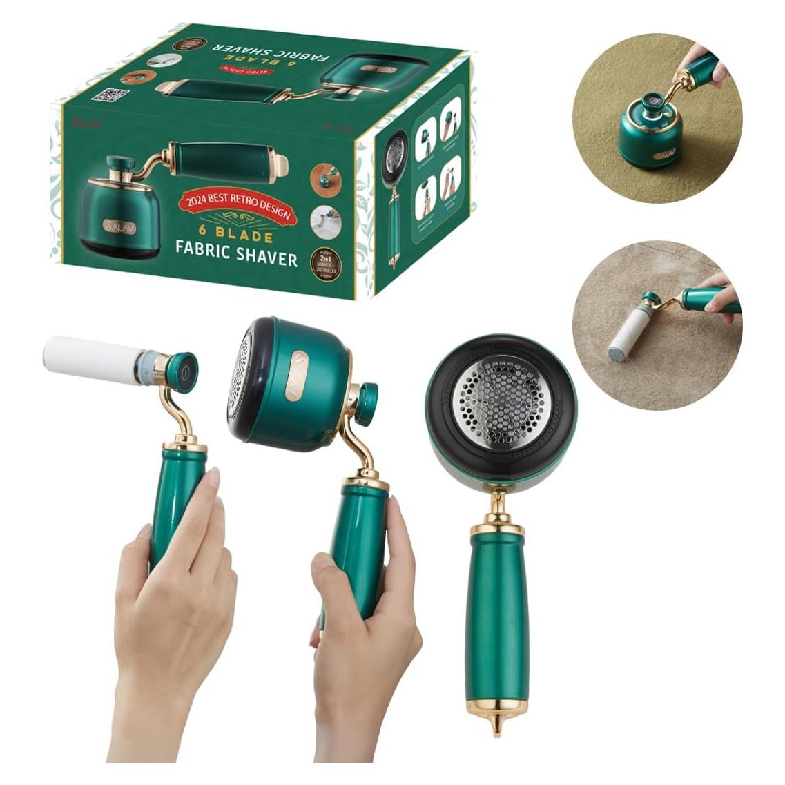 Quitapelusas y Rodillo para Pelusa SALAV Retro 2-en-1 Esmeralda