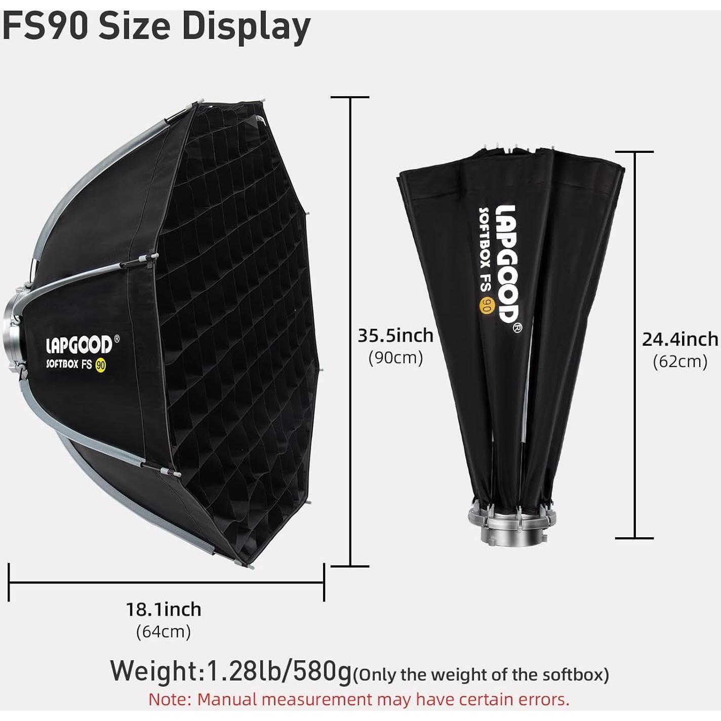 Softbox 90cm LAPGOOD FS90 para Fotografía Profesional