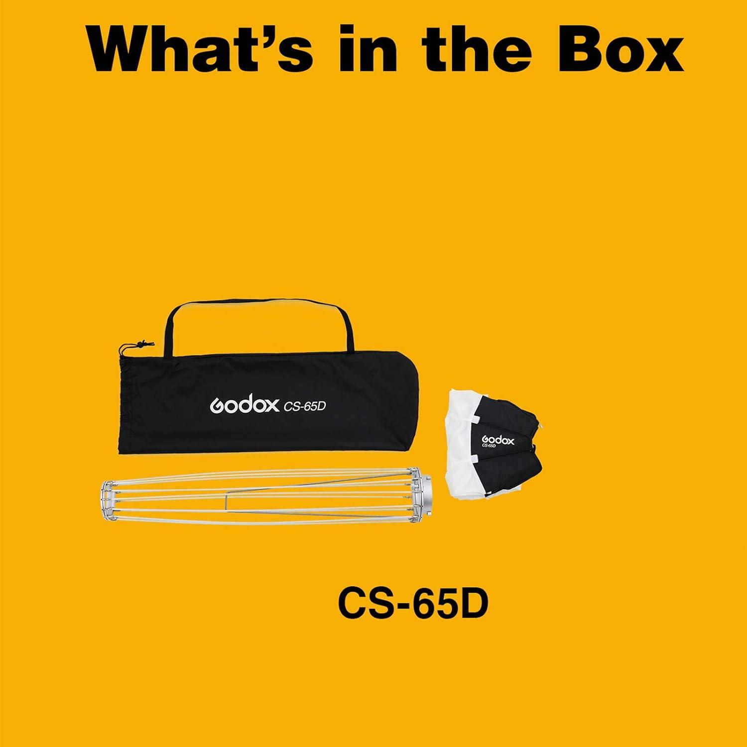 Godox CS-65D Lantern Softbox,Bowens Mount,Quick-Install 65cm Collapsible Globe Softbox for Photo Portrait Studio Video Continuous Lighting Photography