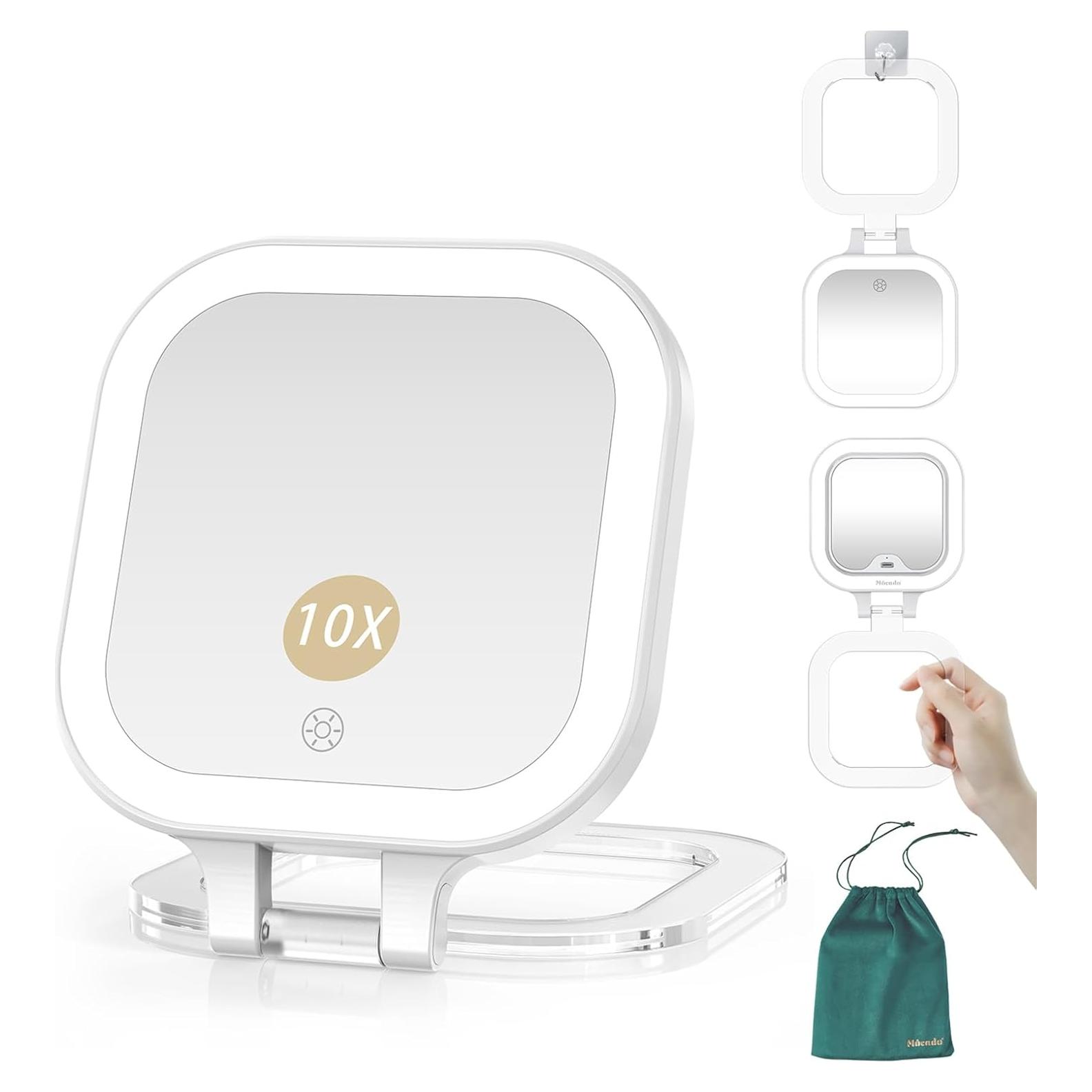 Espejo de Maquillaje Mocado 1X/10X Compacto con Luz