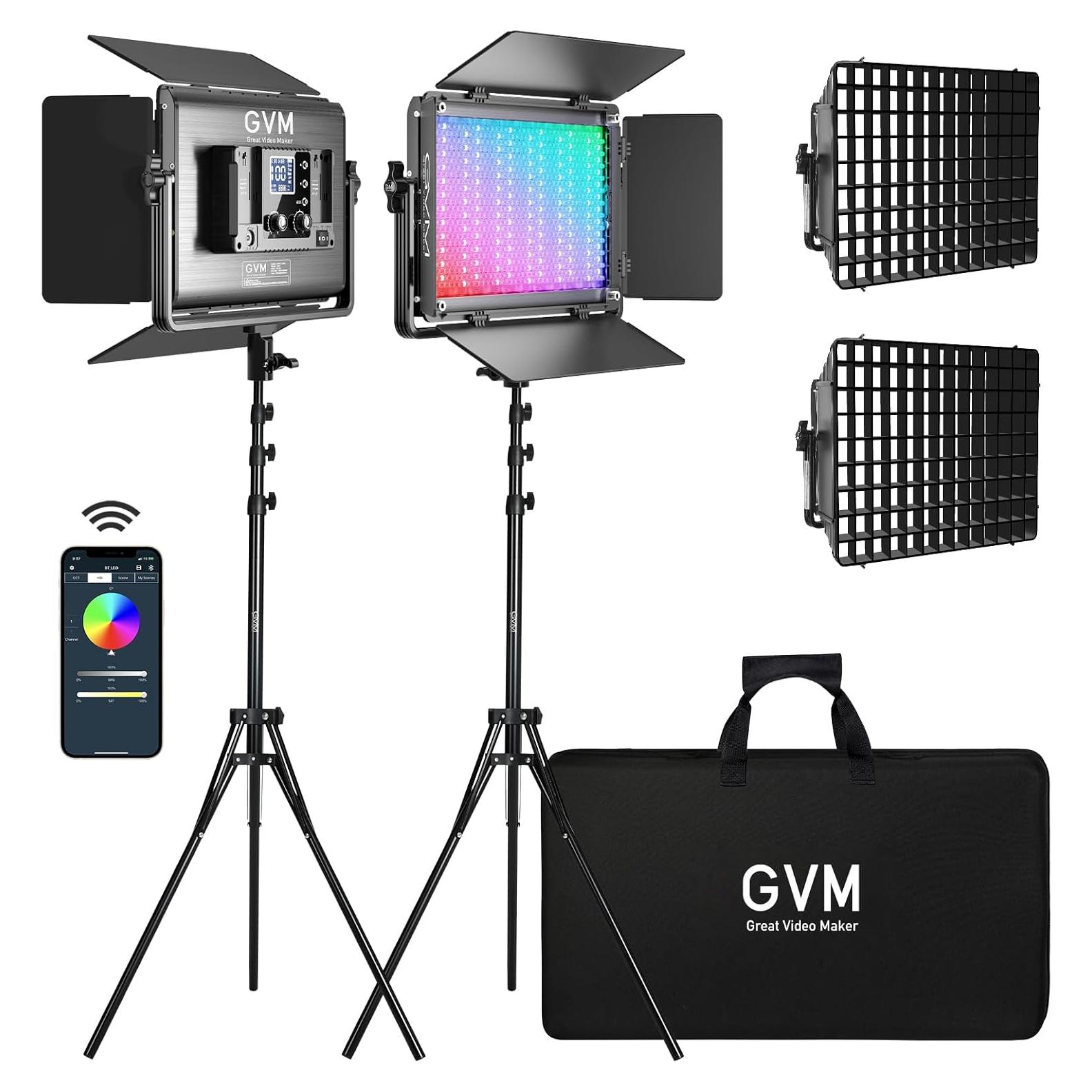 Kit de Iluminación LED RGB GVM 1300D con Softbox 65W