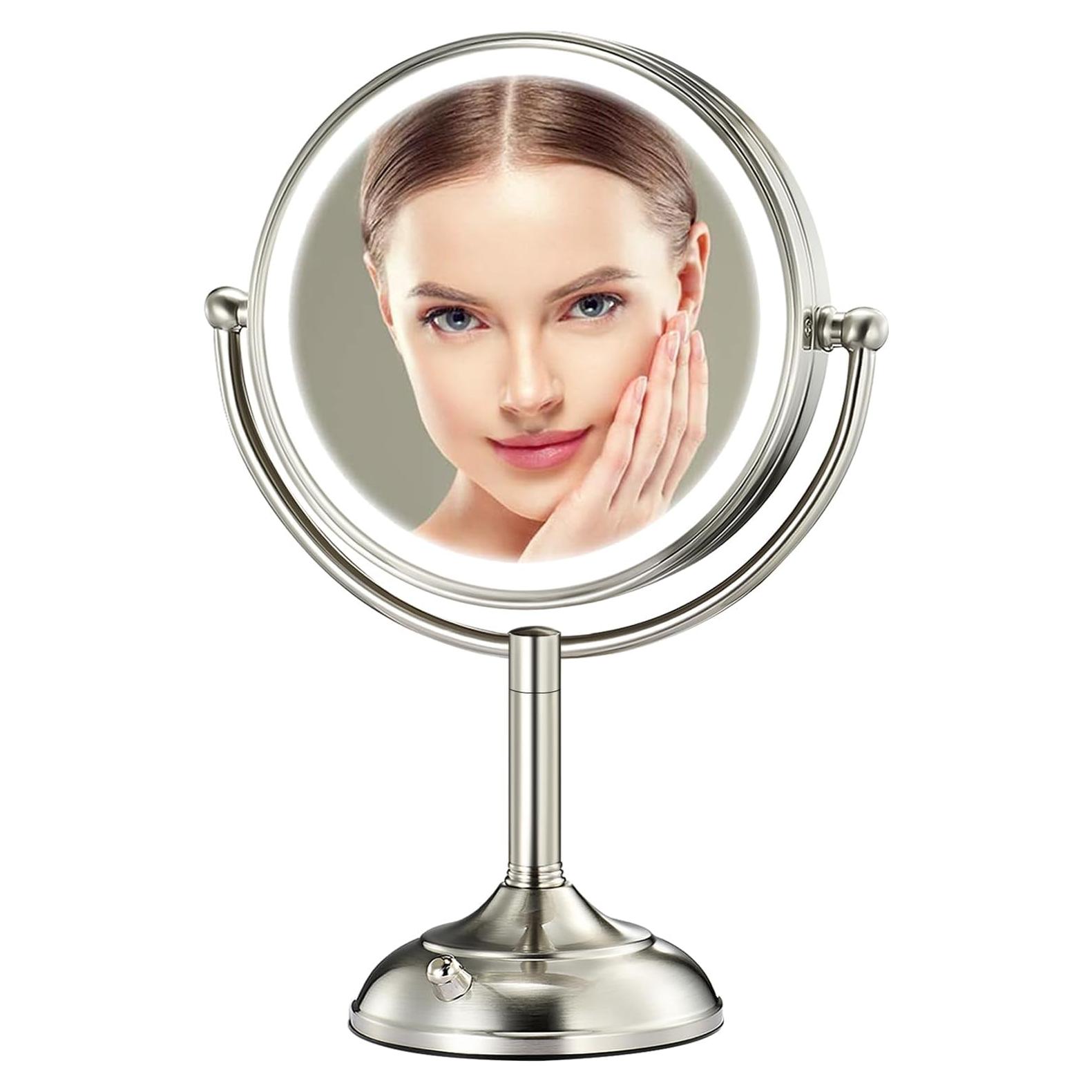 Espejo de Maquillaje Iluminado VESAUR 21.6 cm 1X/10X con Luz LED