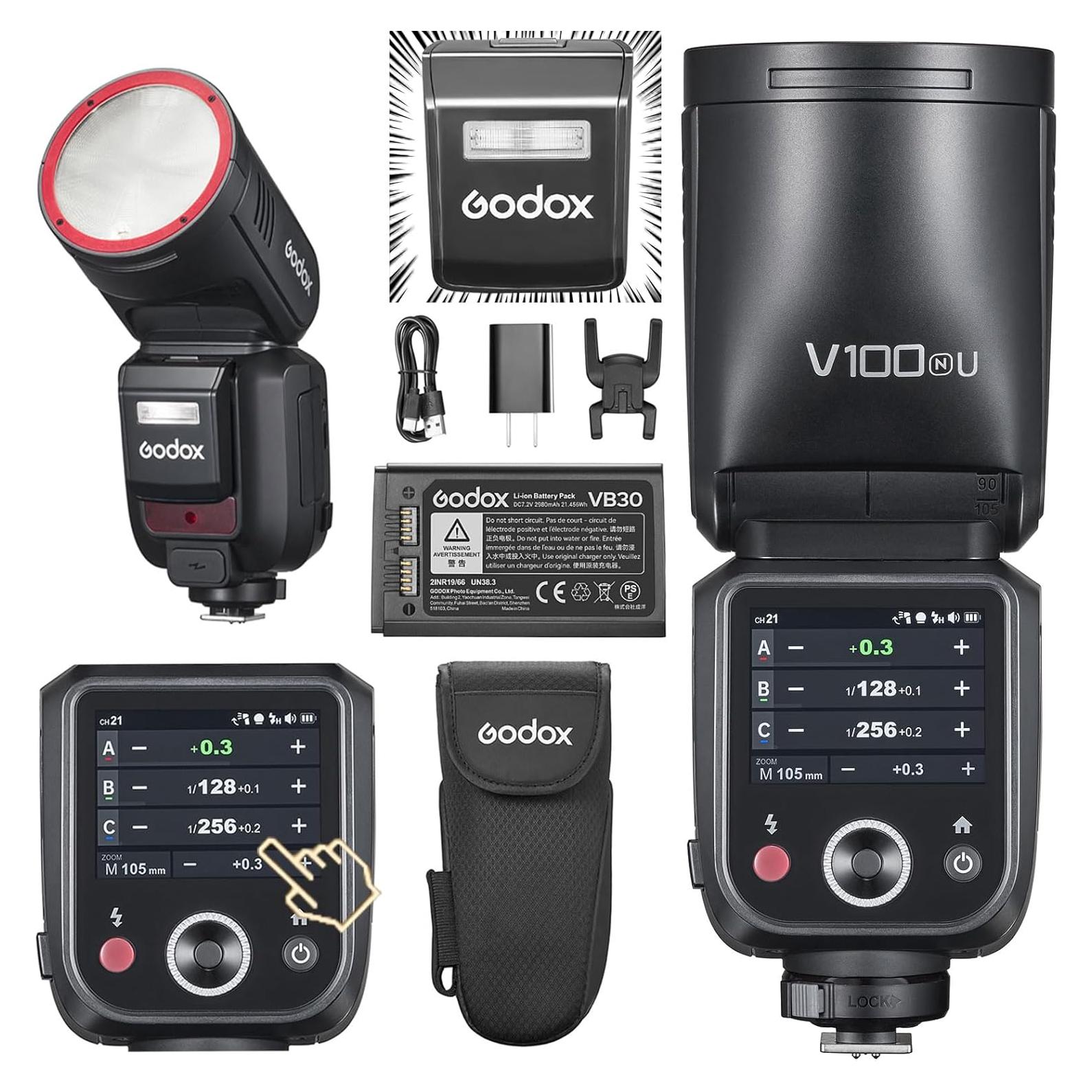 Flash Godox V100N 100Ws Pantalla Táctil para Cámara Nikon