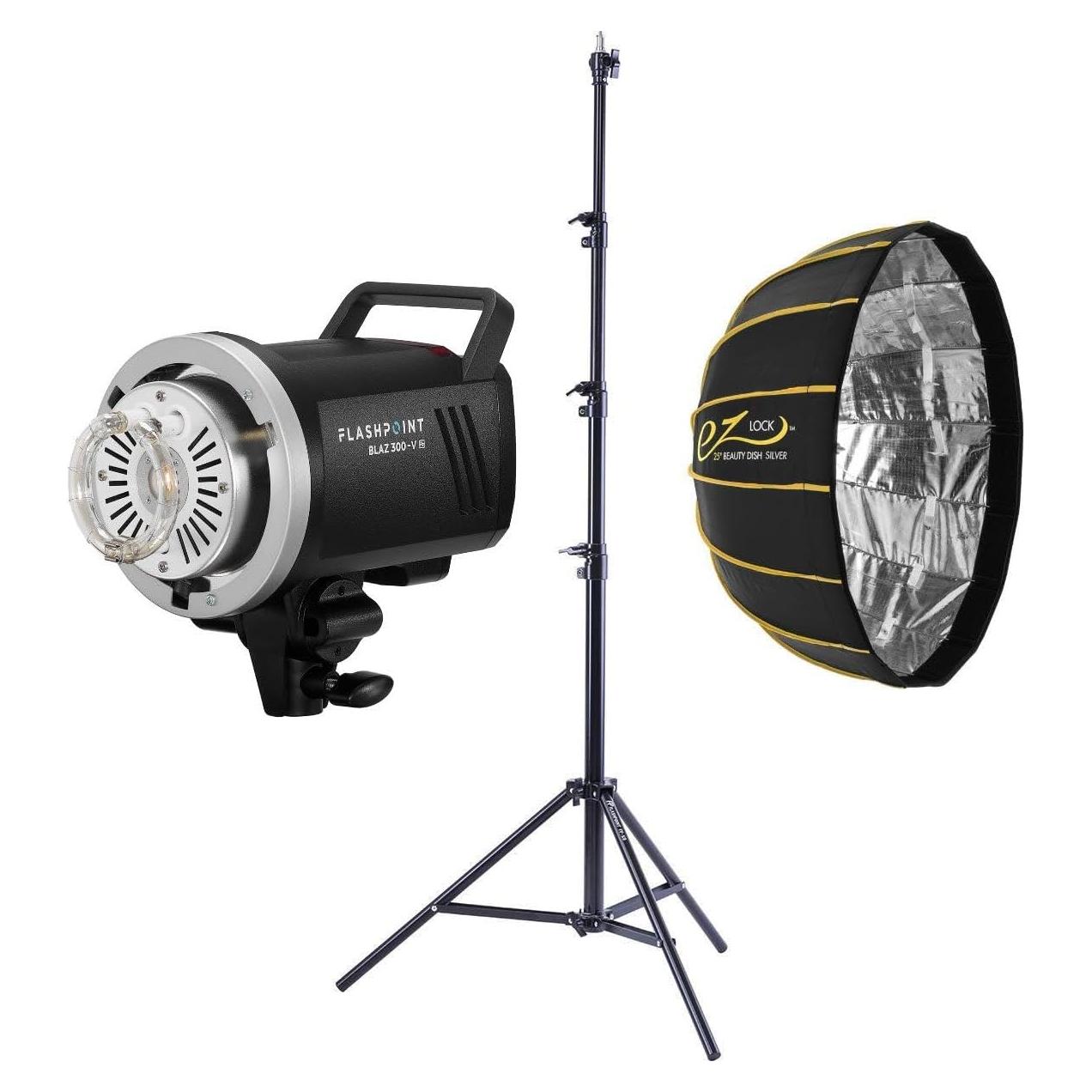 Kit de Flash Monolight Flashpoint BLAZ 300-V 300Ws con Beauty Dish
