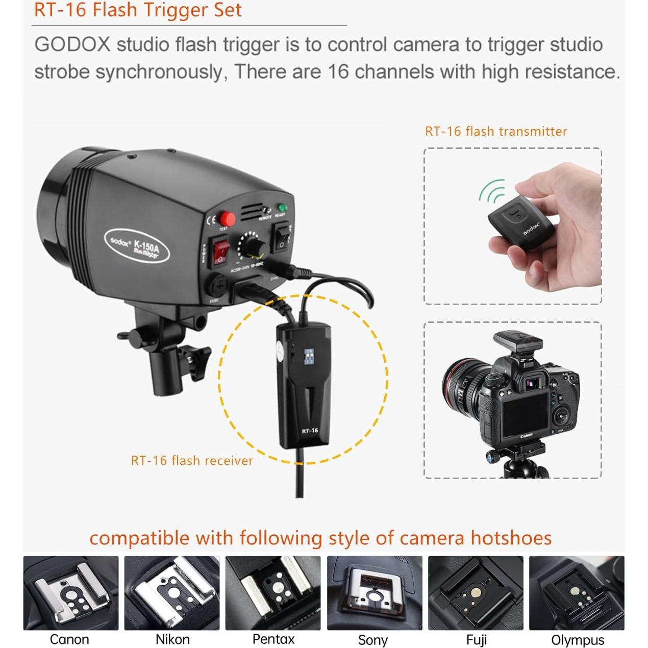 Disparador Inalámbrico Godox RT-16 para Flash de Estudio