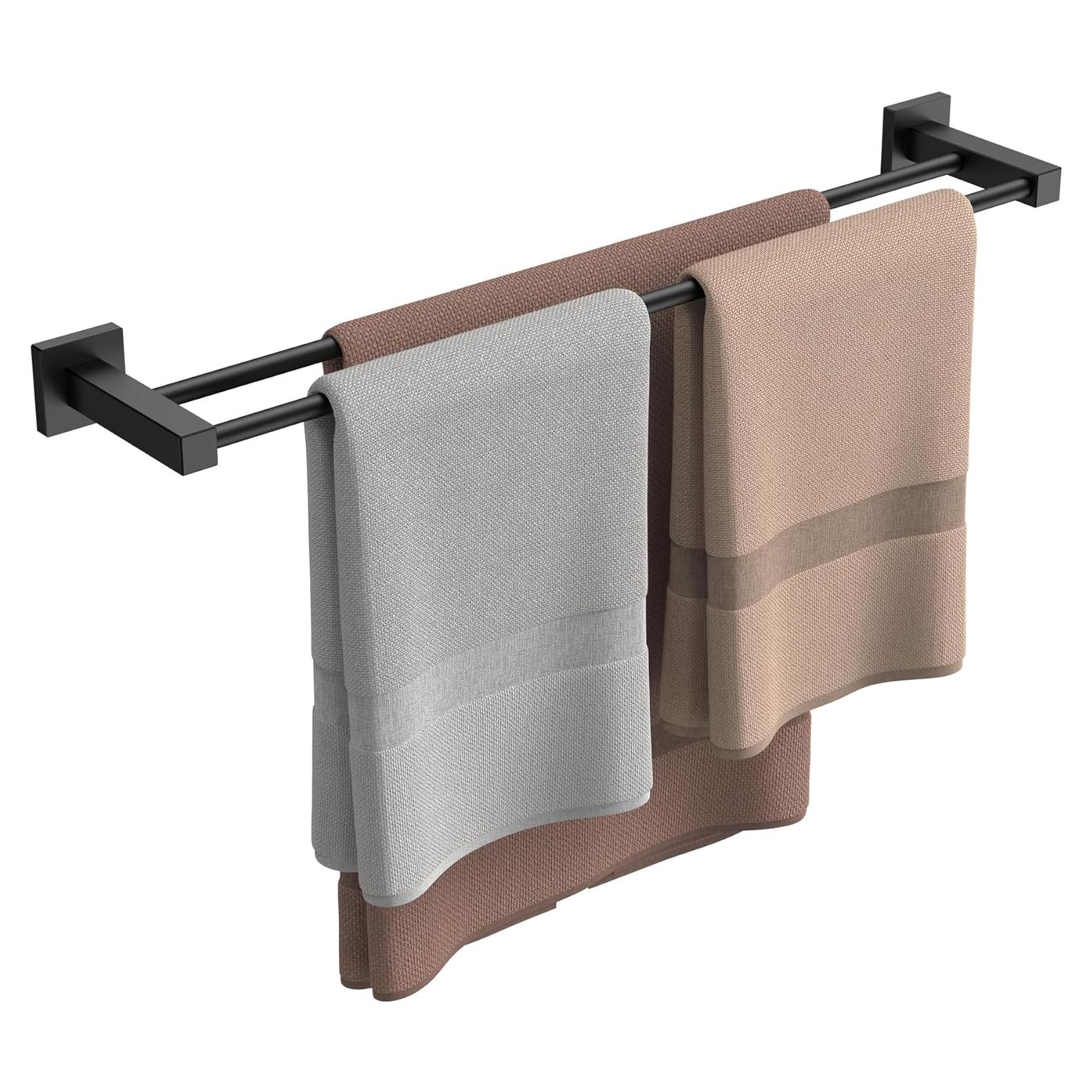 Soporte de toalla doble FORIOUS 60 cm acero inoxidable negro