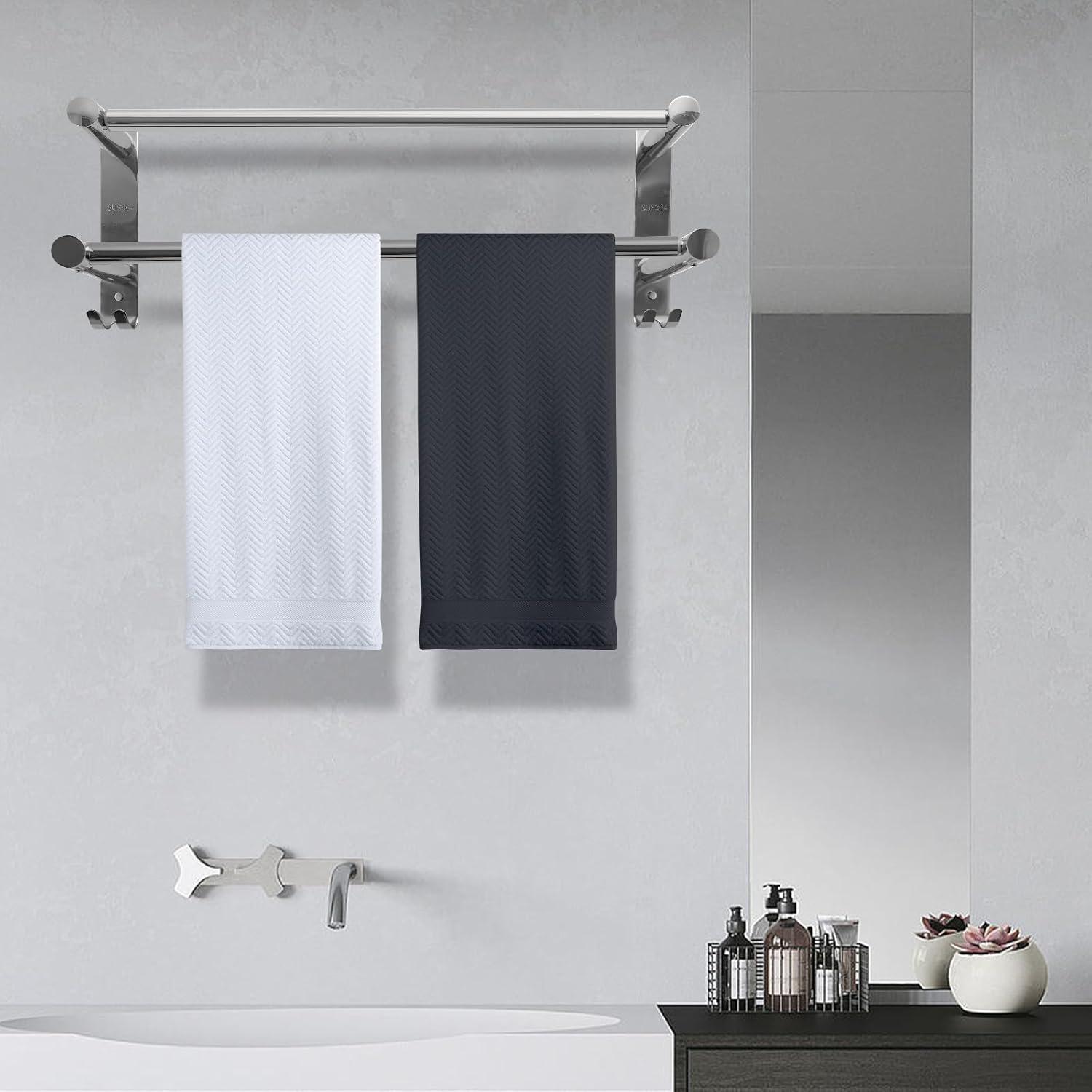 Barra de Toallas Doble Ajustable Acero Inoxidable 42-76 cm Zmnklry