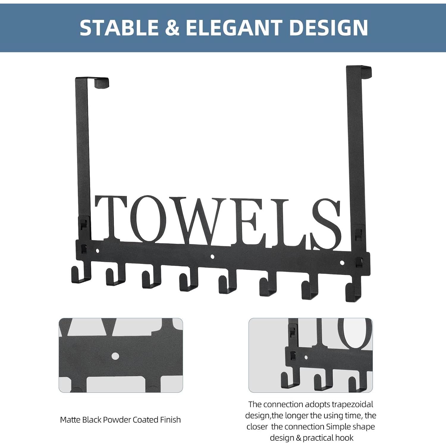 Ganchos sobre puerta Azmoncy 8 ganchos soporte negro