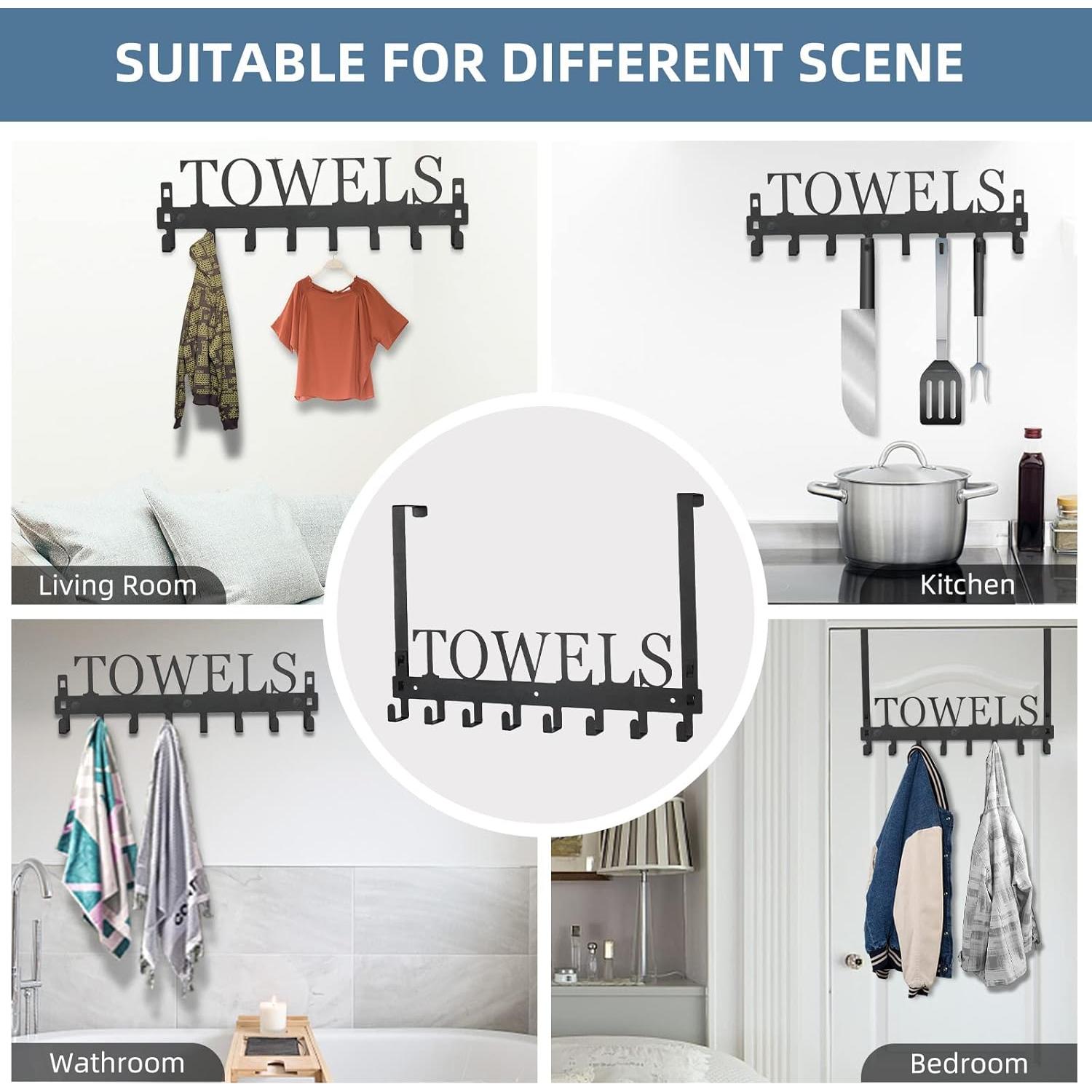 Ganchos sobre puerta Azmoncy 8 ganchos soporte negro